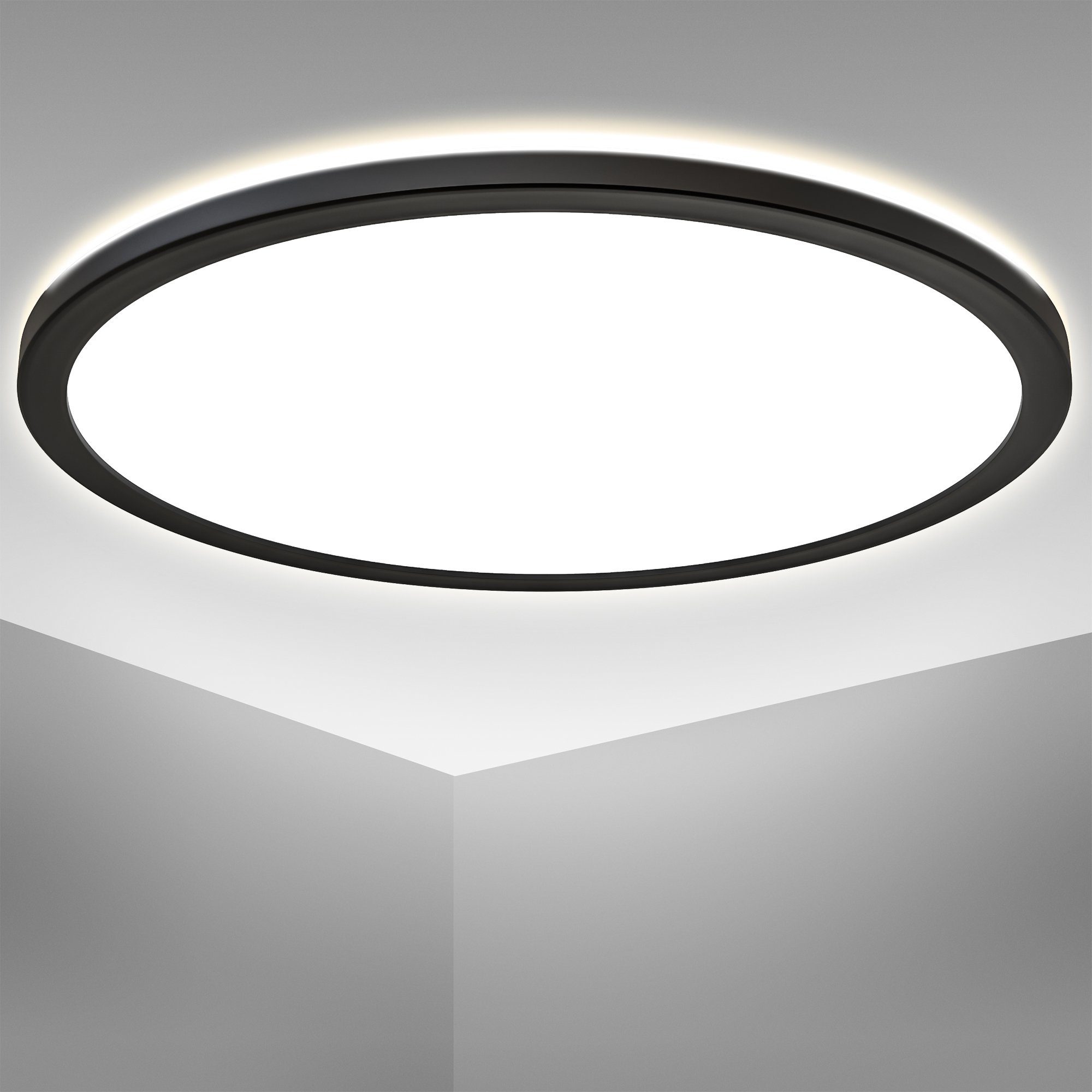B.K.Licht LED Deckenleuchte BK_DP1331 LED Panel Deckenlampe, mit Backlight, Neutralweißes Licht, LED fest integriert, Neutralweiß, Indirektes Licht, 22 Watt, 3.000Lm, 4.000K, Ø42cm | Deckenlampen