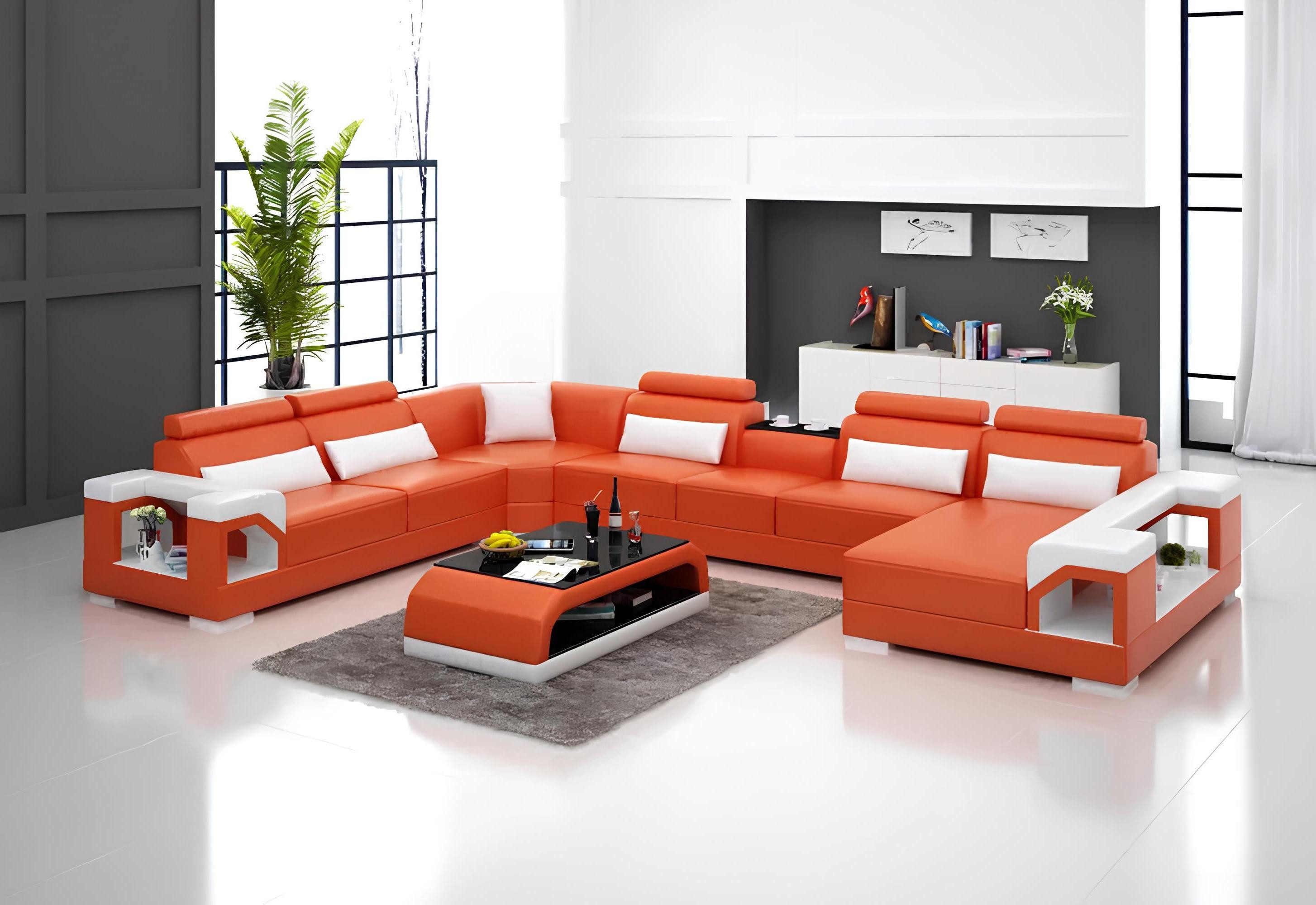 Xlmoebel Wohnlandschaft Elegante Eckcouch aus Leder für stilvolles Wohnen, Hergestellt in Europa