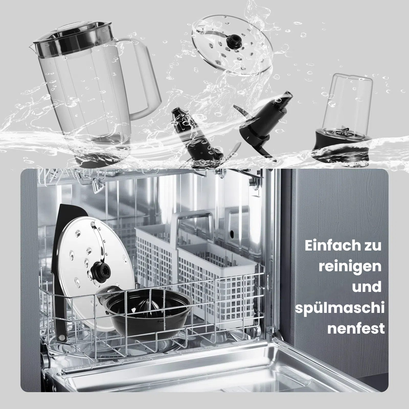 FIMEI Küchenmaschine HGM411, 1300 W, 3,5 l Schüssel, 1,5L Mixer, Mühle, Zitruspresse & weitere Zubehörteile