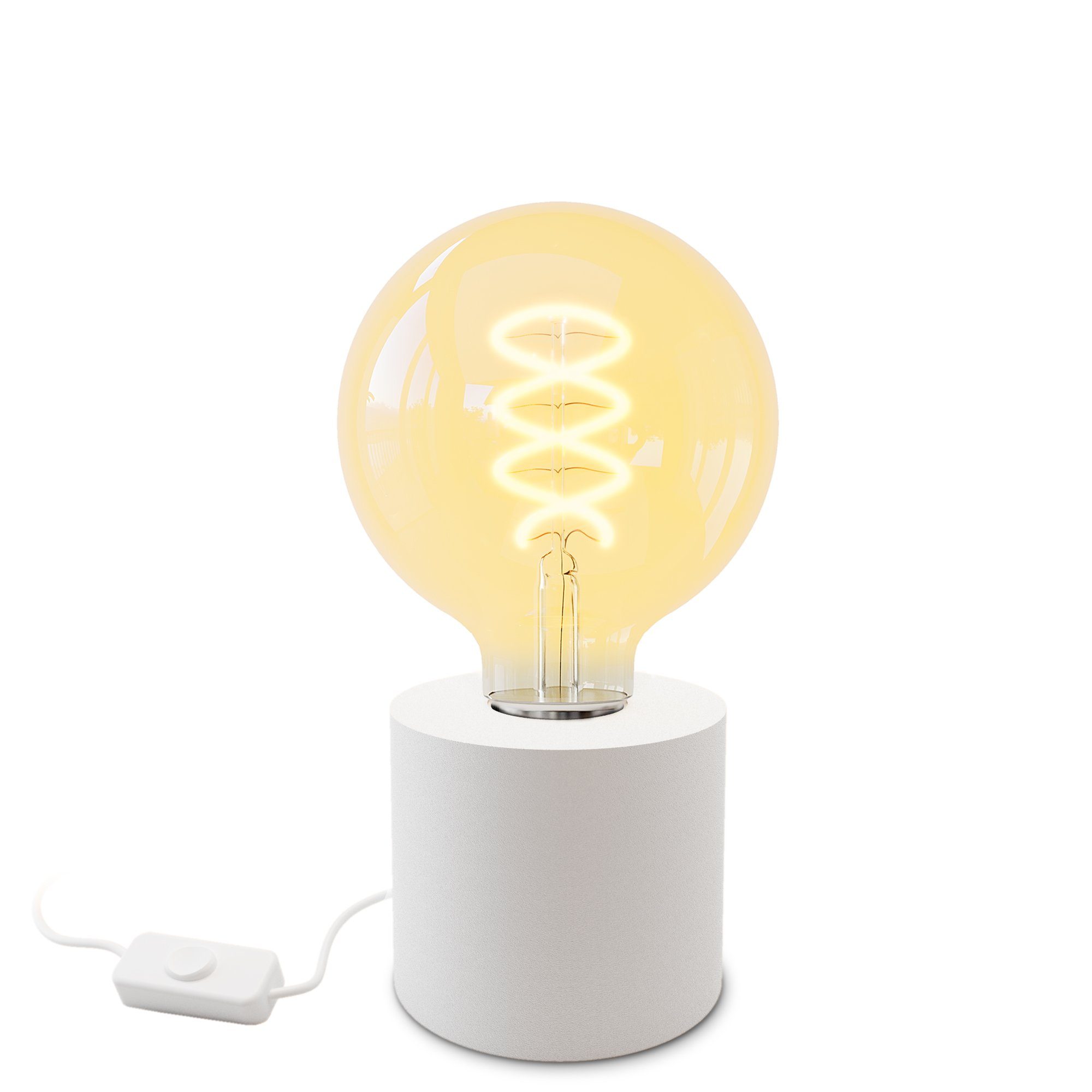SSC-LUXon LED & LED Extra NAMBI Wand- mit Tischlampe mit Warmweiß weiss E27, Steckerkabel Bilderleuchte Globe