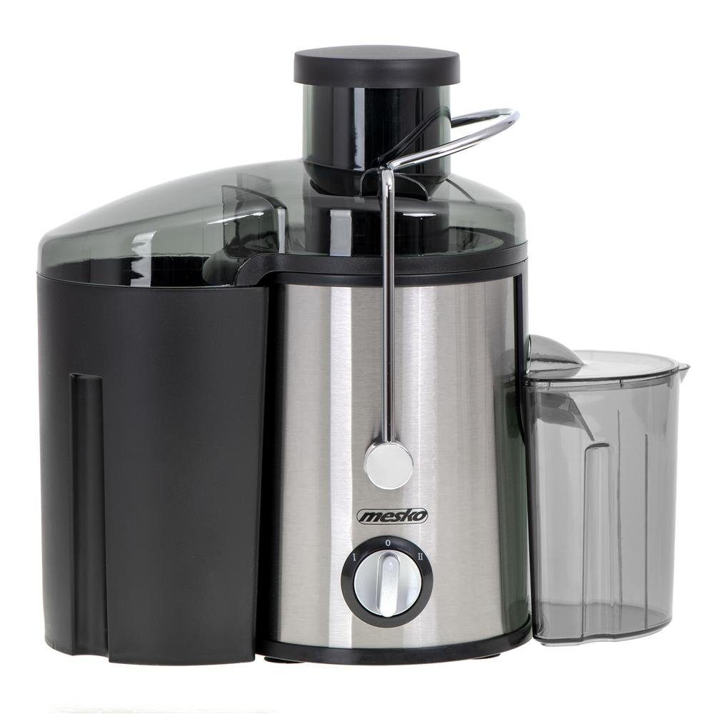 Mesko Entsafter MS 4126b Elektrische Saftpresse, Juicer für Obst & Gemüse, 600 W, 65 mm Einfüllöffnung, Edelstahl-Sieb, Saftbehälter, Silber/Schwarz