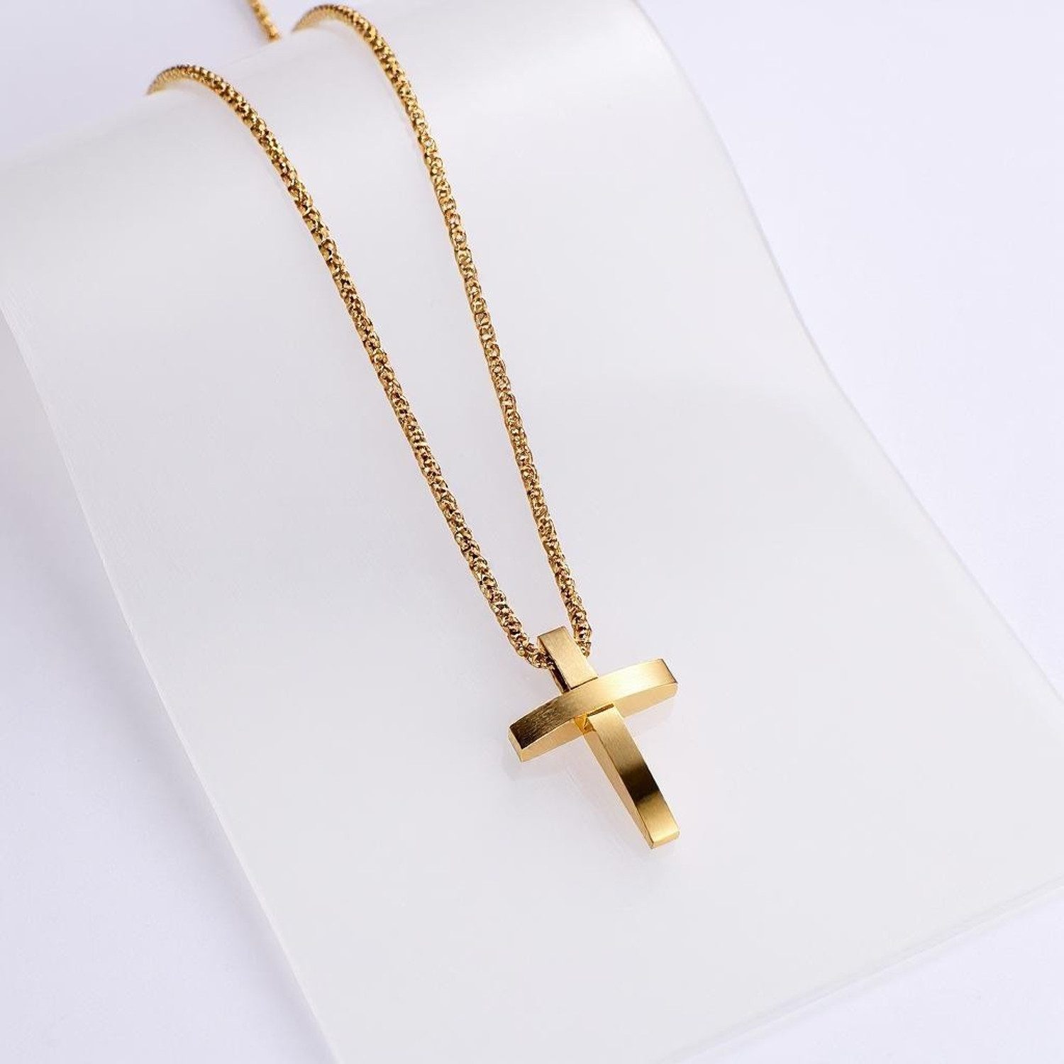 KARMA Kette mit Anhänger Halskette mit Kreuz Gold Herren Edelstahl 60 cm (K günstig online kaufen