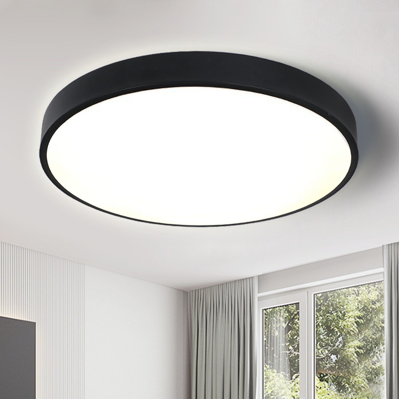 style home LED Deckenleuchte Deckenlampe, 24W-Ø30x4cm, LED fest integriert, Warmweiß 3000K, nicht dimmbar ohne Fernbedienung, für Wohnzimmer Schlafzimmer Büro Küche, Ø30x4cm,Schwarz