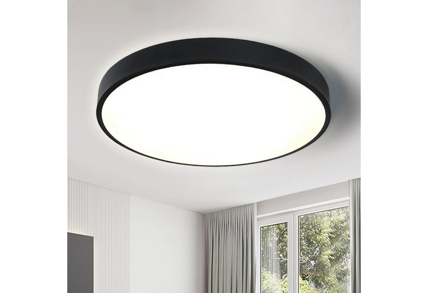 style home LED Deckenleuchte Deckenlampe, 24W-Ø30x4cm, LED fest integriert, Warmweiß 3000K, nicht dimmbar ohne Fernbedienung, für Wohnzimmer Schlafzimmer Büro Küche, Ø30x4cm,Schwarz