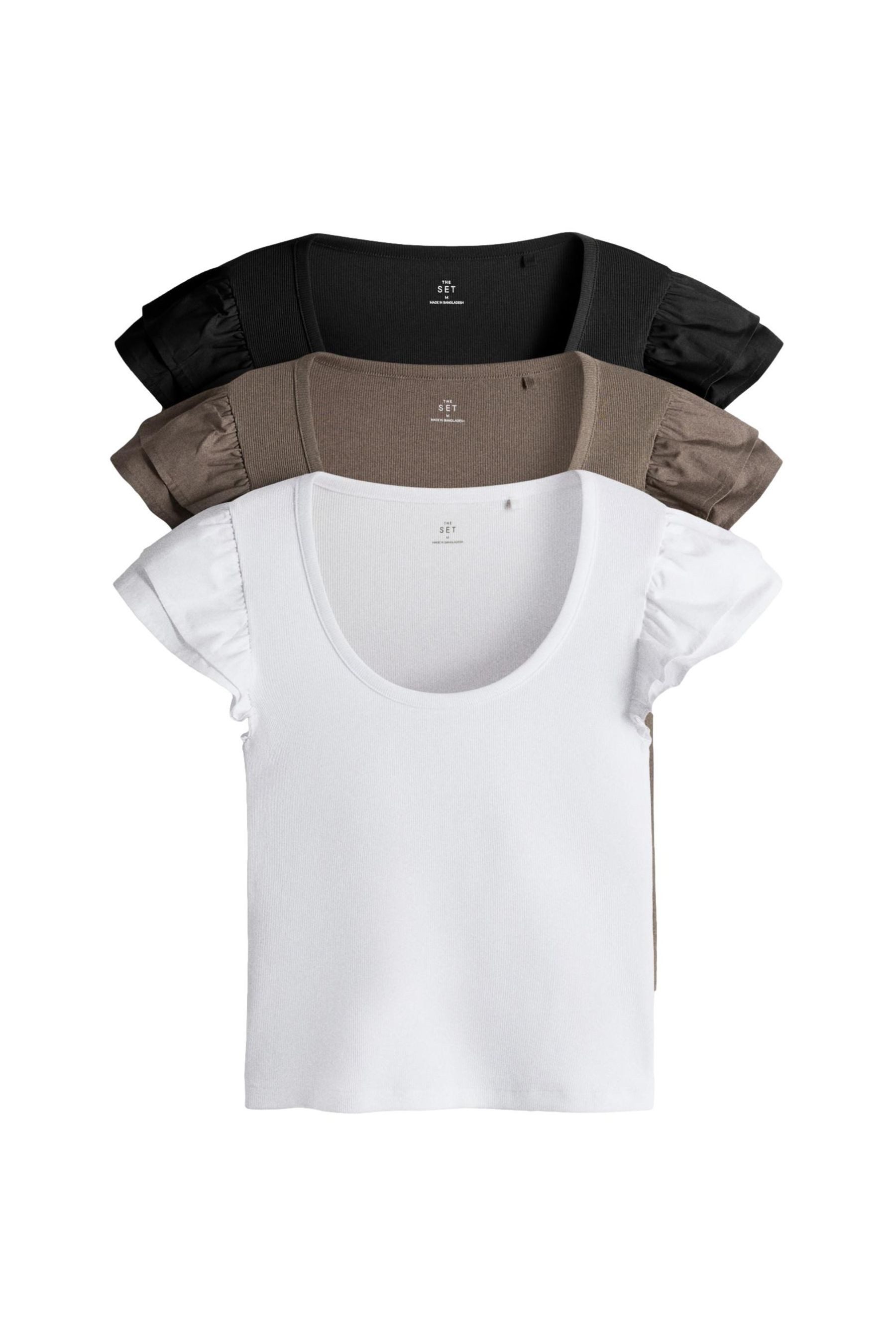 Shirttop The Set Oberteile mit Rüschenärmeln, 3er-Pack