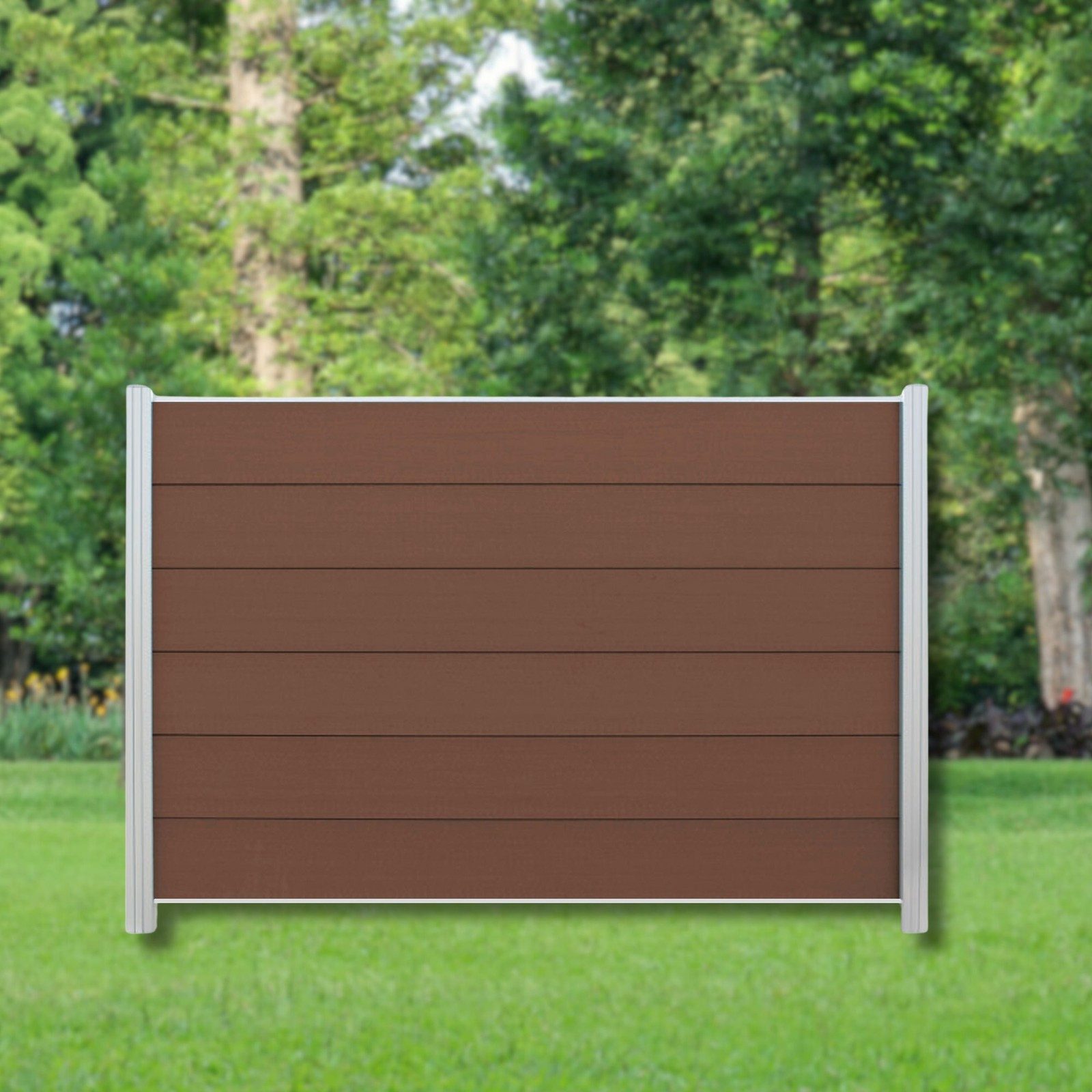 WPC Profi Zaun Set Komplettset Sichtschutzzaun Alupfosten Redwood Braun 180x120 cm, (Komplettset, mit Start- und Abschlussleisten, Pfosten und Zubehör)