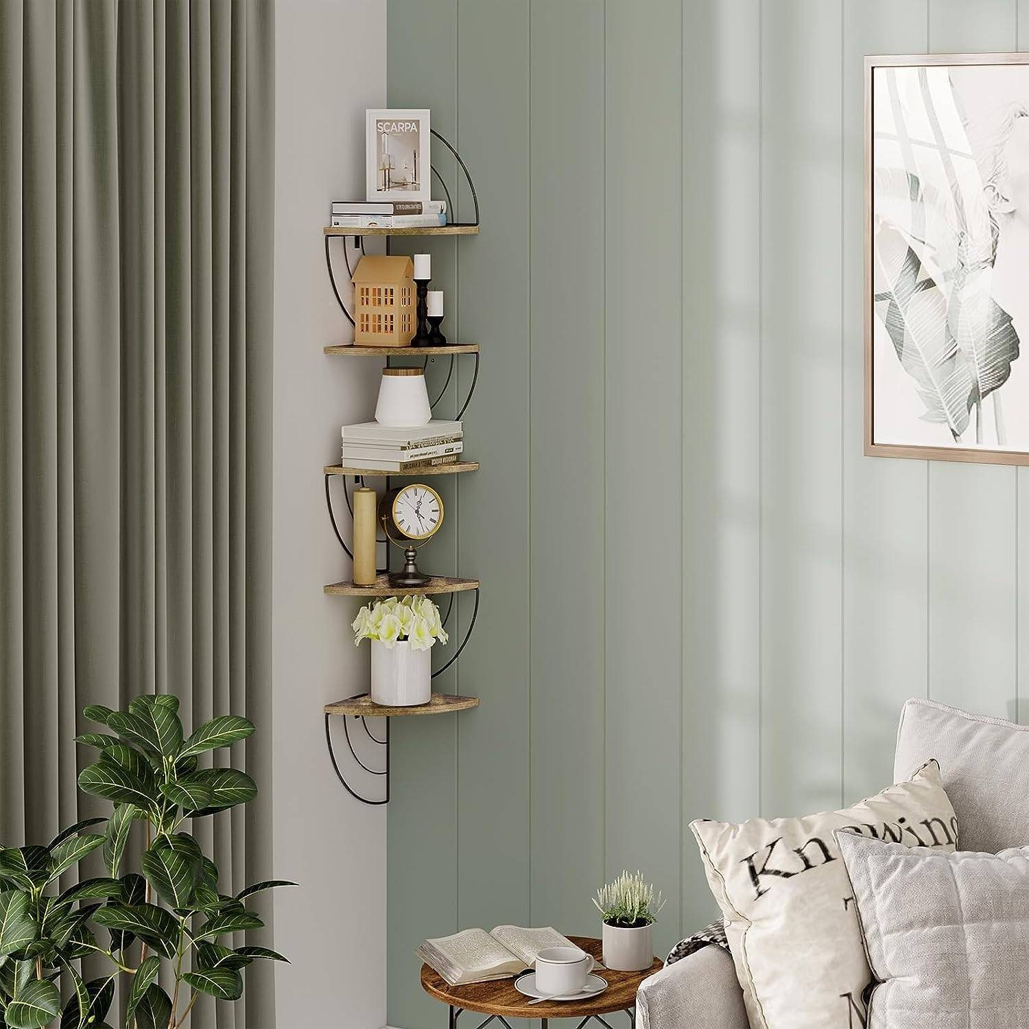 Woltu Eckregal, 1-tlg., Schweberegal mit Zickzack-Design,5 Ablagen günstig online kaufen