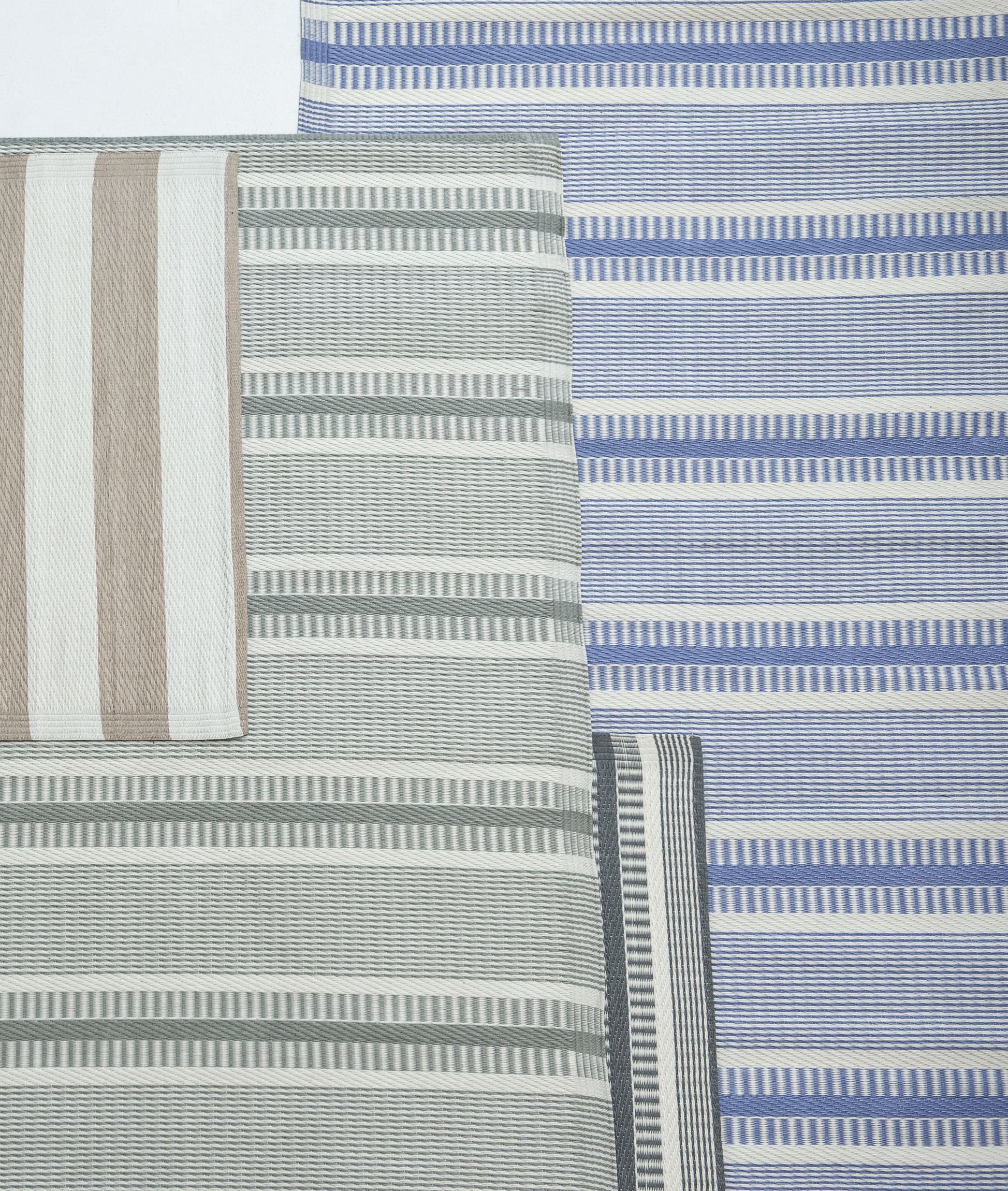 Ib Laursen Outdoorteppich Teppich Läufer Terrasse Balkon 120x180cm Blau Weiß Kunststoff Ib