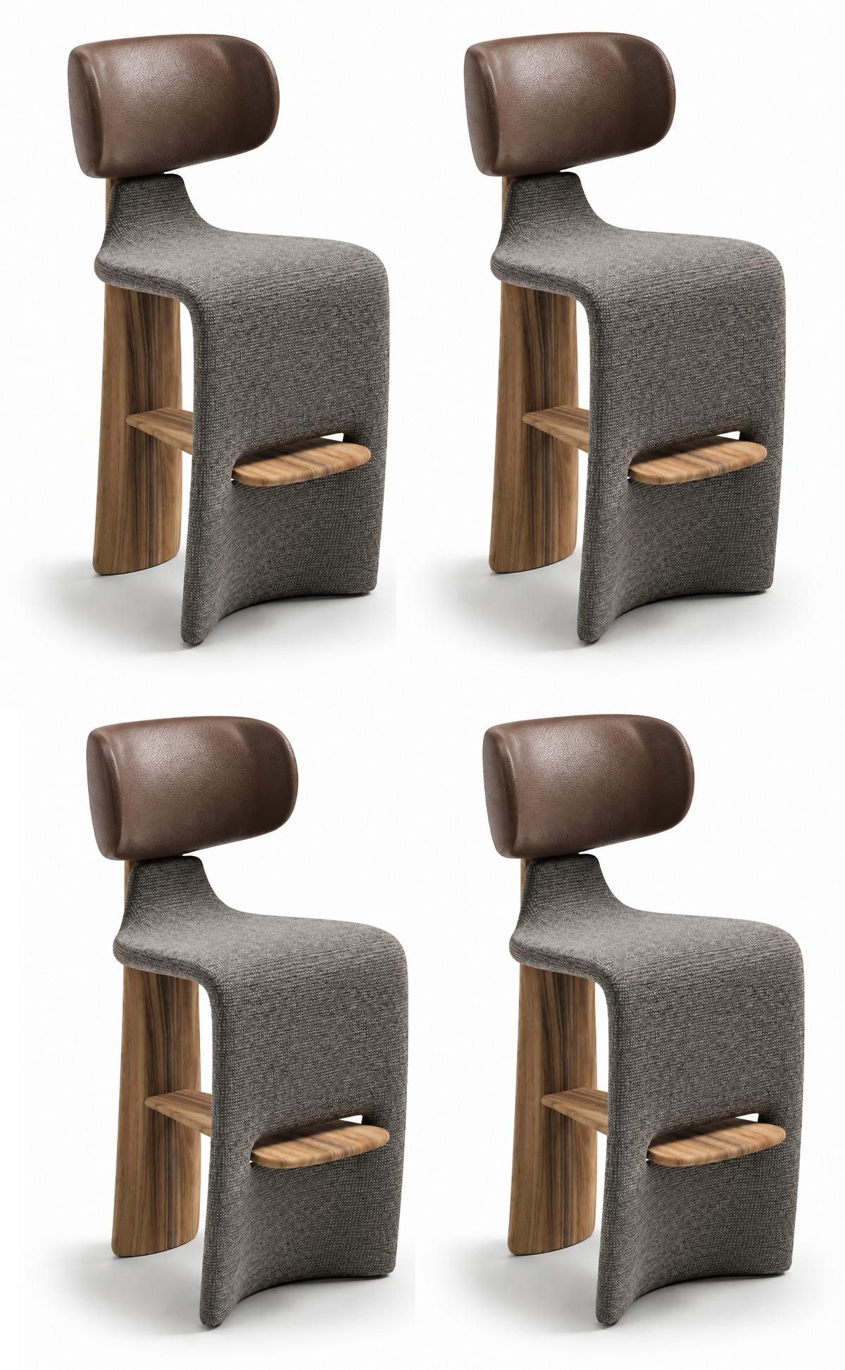 JVmoebel Barhocker Barhocker Set Moderner Stil Grau Braun Holz Elegant Bequem Komfortabel, Made in Europa