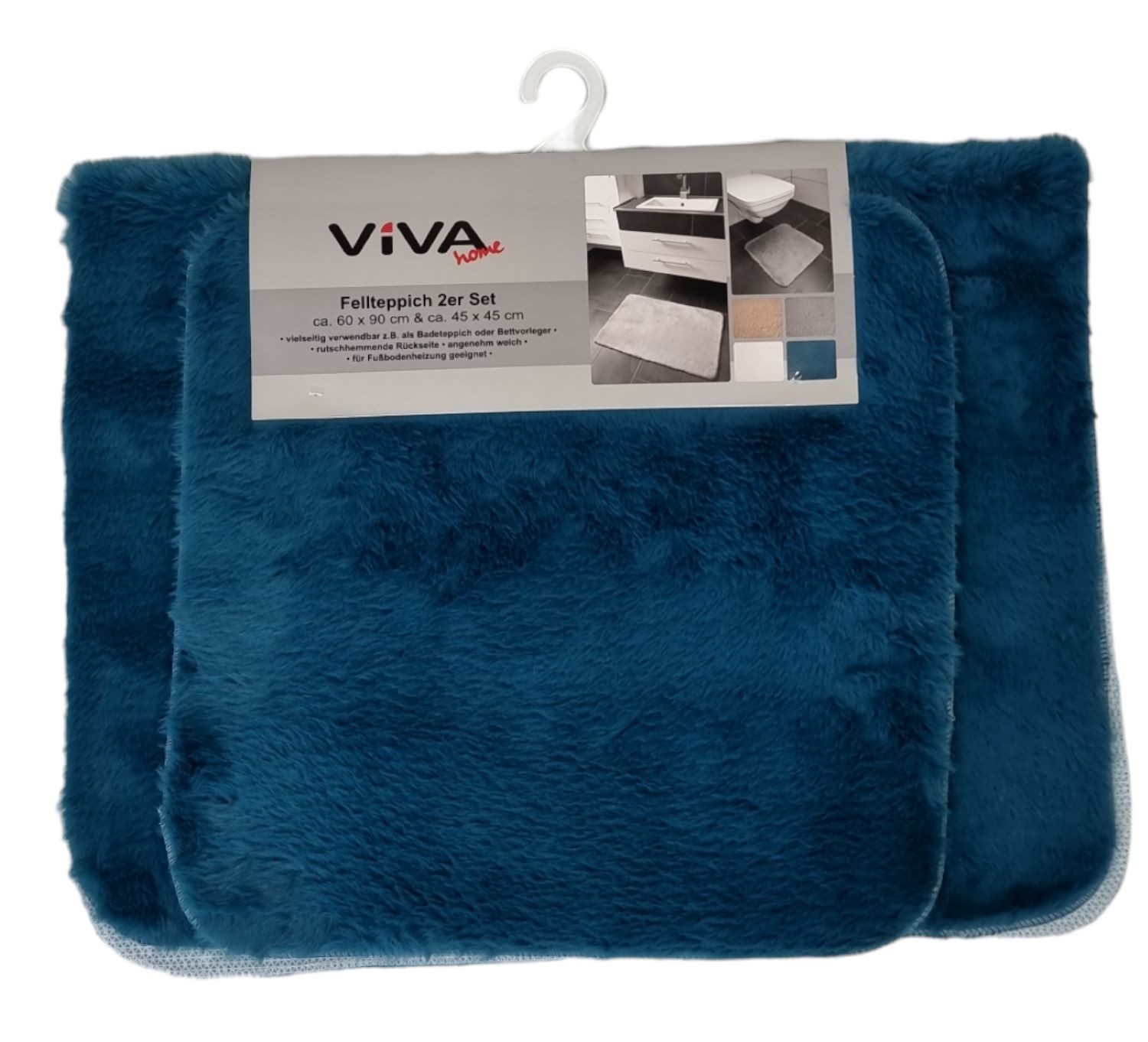 VIVA Home Fellteppich Fellteppich - Badteppich 2er Set, Kuschelig und weich