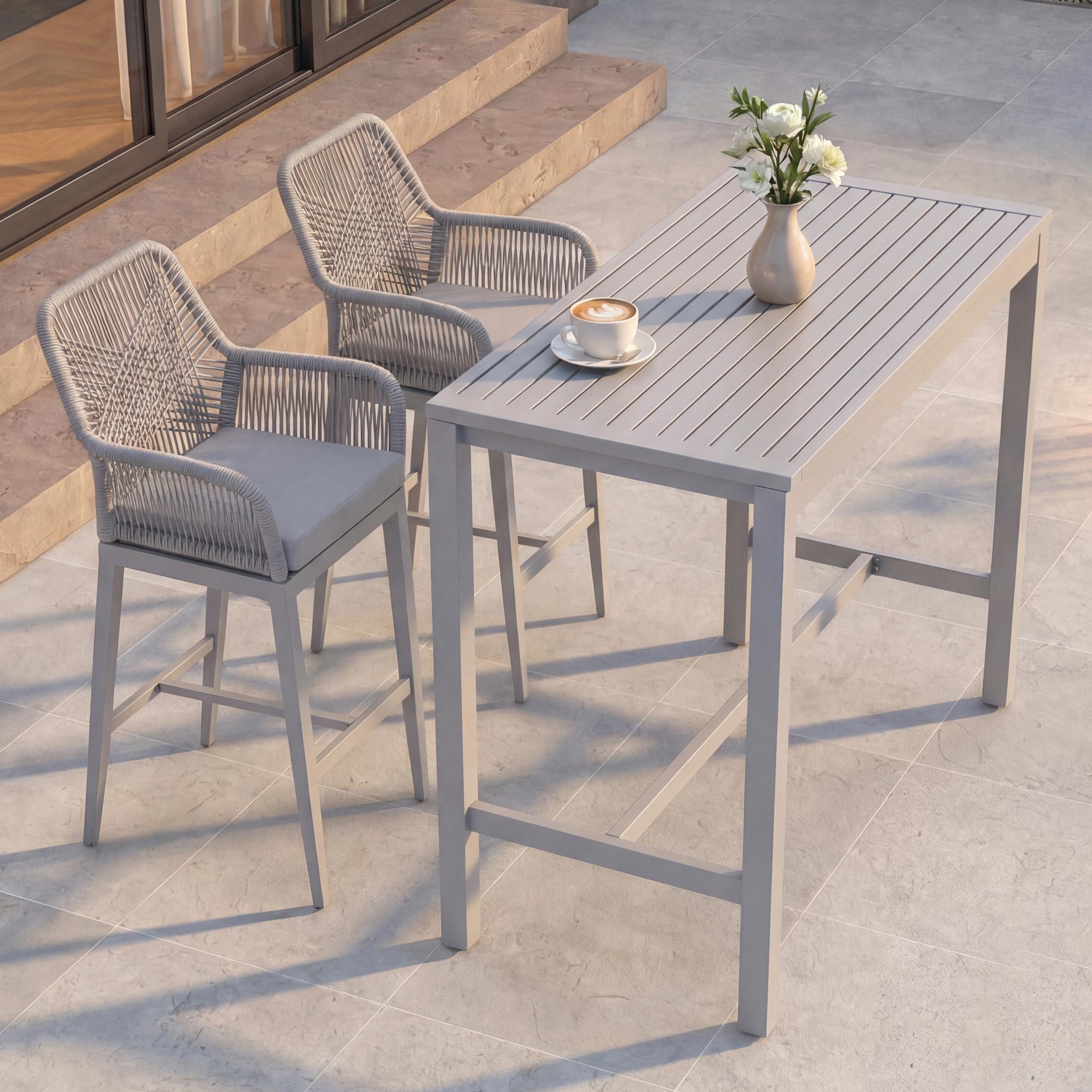 MCW Stehtisch MCW-P91-S2 (Set, 3er Set), Inklusive Sitzkissen mit weicher Polsterung