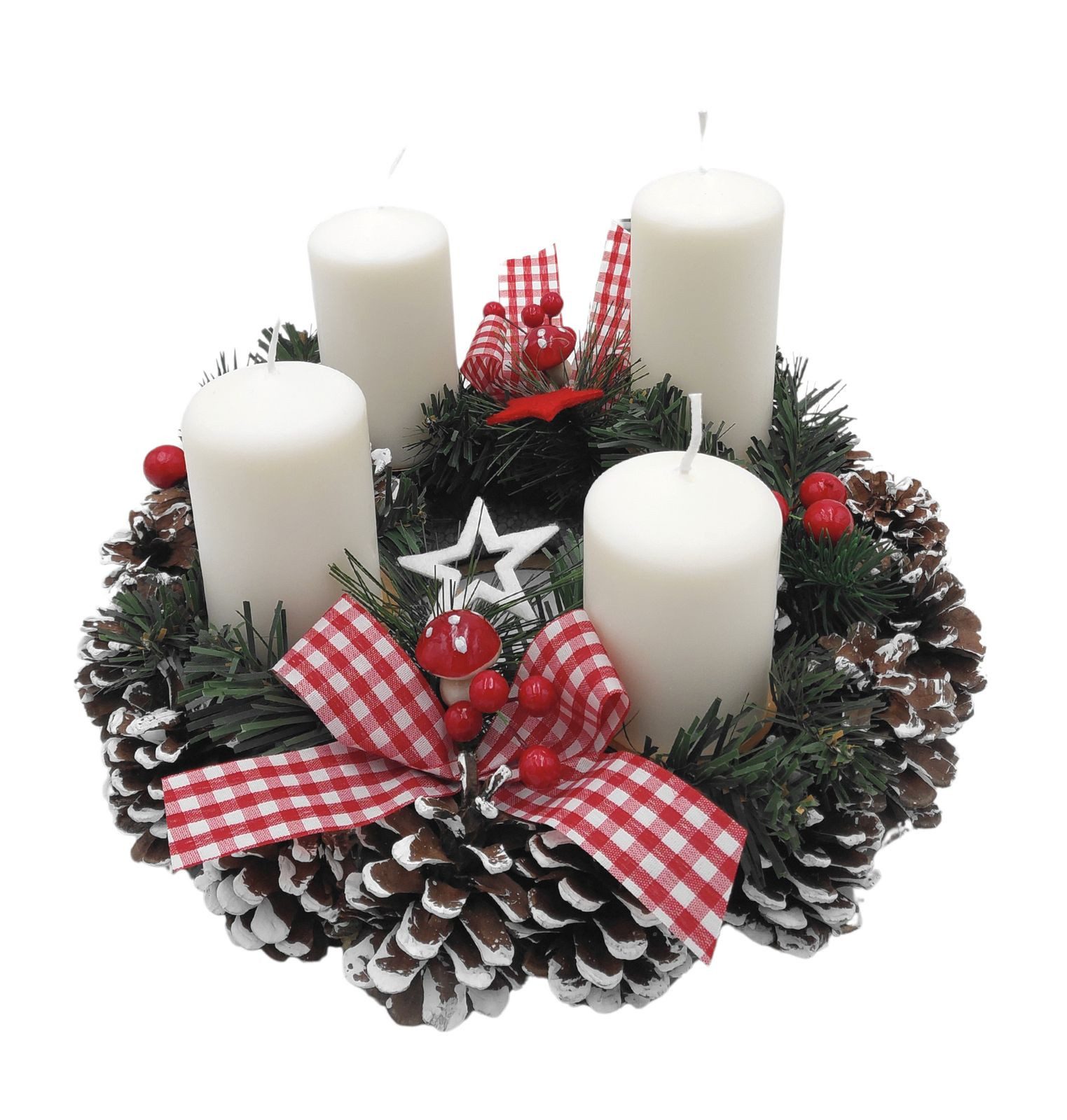 BURI Stumpenkerze Adventskerzen weiß 4er Stumpenkerzen Weihnachtskerze Stufenkerzen