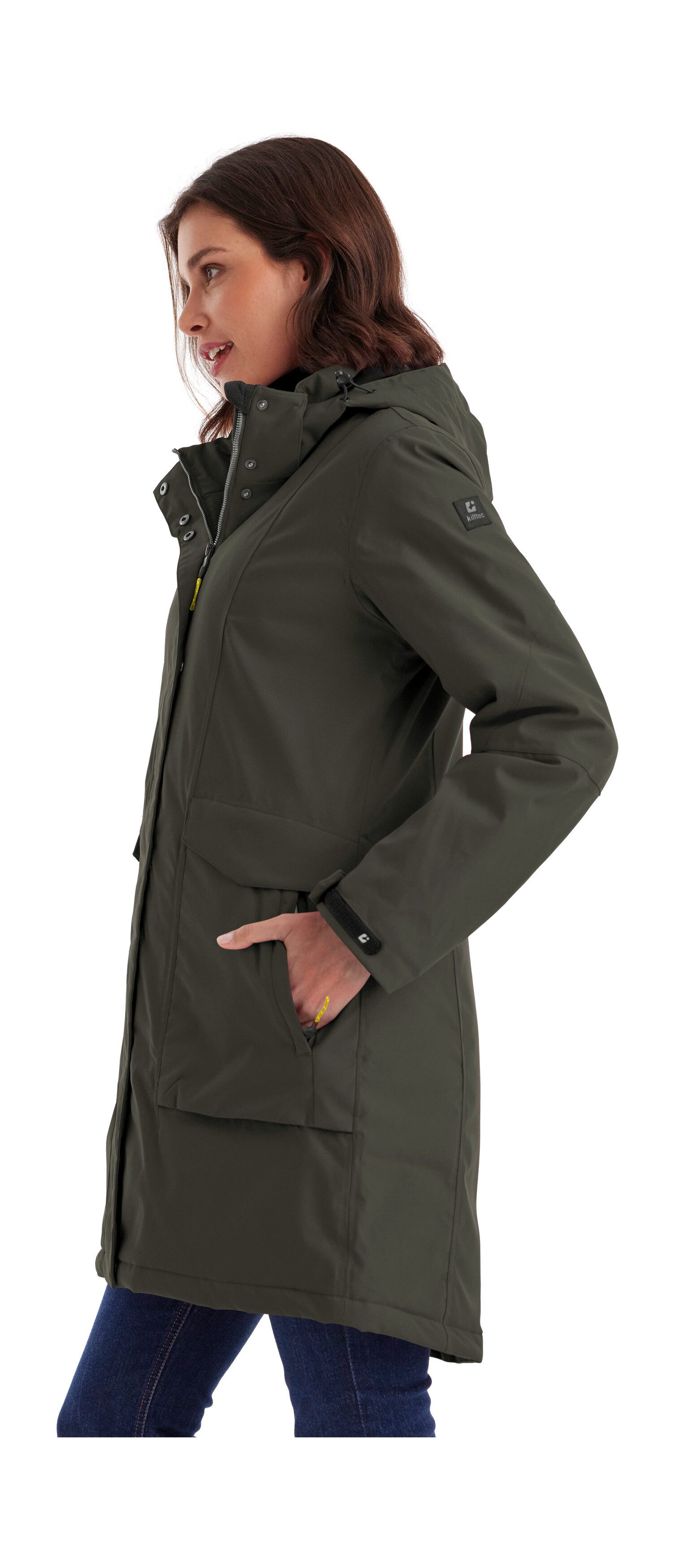 Killtec Parka Damen Funktionsparka Wasserdichter, atmungsaktiver Damenparka mit abnehmbarer Kapuze