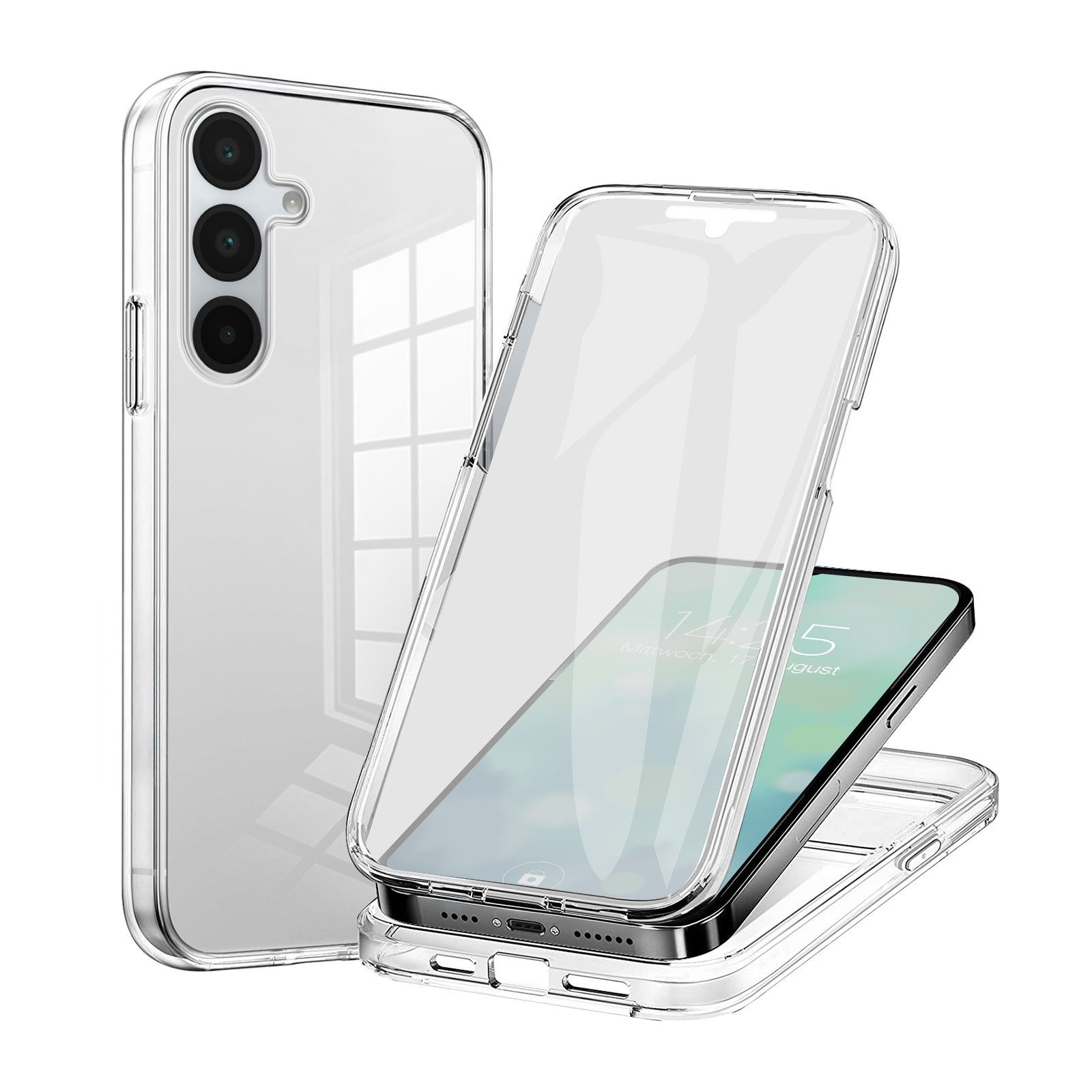 Tec-Expert Handyhülle 360 Grad Hülle für Samsung Galaxy A16 / A16 5G 6.7 Zoll, 6.7", Rundum Schutz Cover Case Hülle Transparent