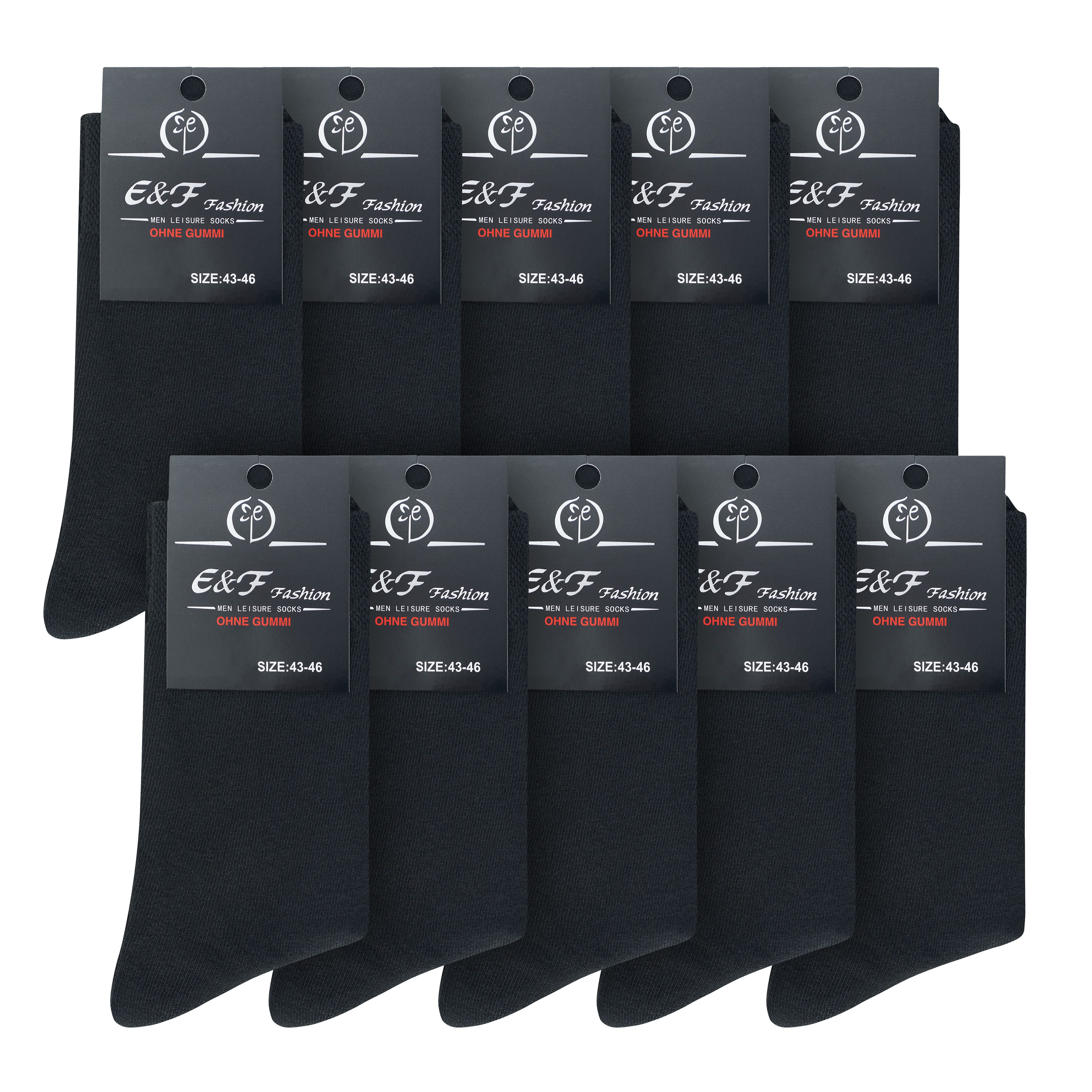 E&F Businesssocken Herren Damen Business Socken Baumwolle 10 Paar ohne Gummi