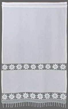 Gardine Zugspitze, HOSSNER - ART OF HOME DECO, Stangendurchzug (1 St), halbtransparent, Häkelspitze - ECHTE HANDARBEIT