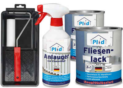 plid Fliesenlack Premium Fliesenlack Fliesen Lack Fliesenfarbe Anlauger Lackierset, schnelltrocknend, spritzwasserbeständig, verarbeitungsfertig