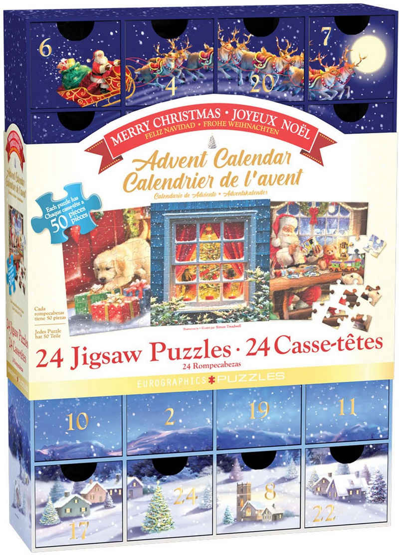 empireposter Adventskalender Merry Christmas - Puzzle - 24x 50 Teile Weihnachtspuzzle