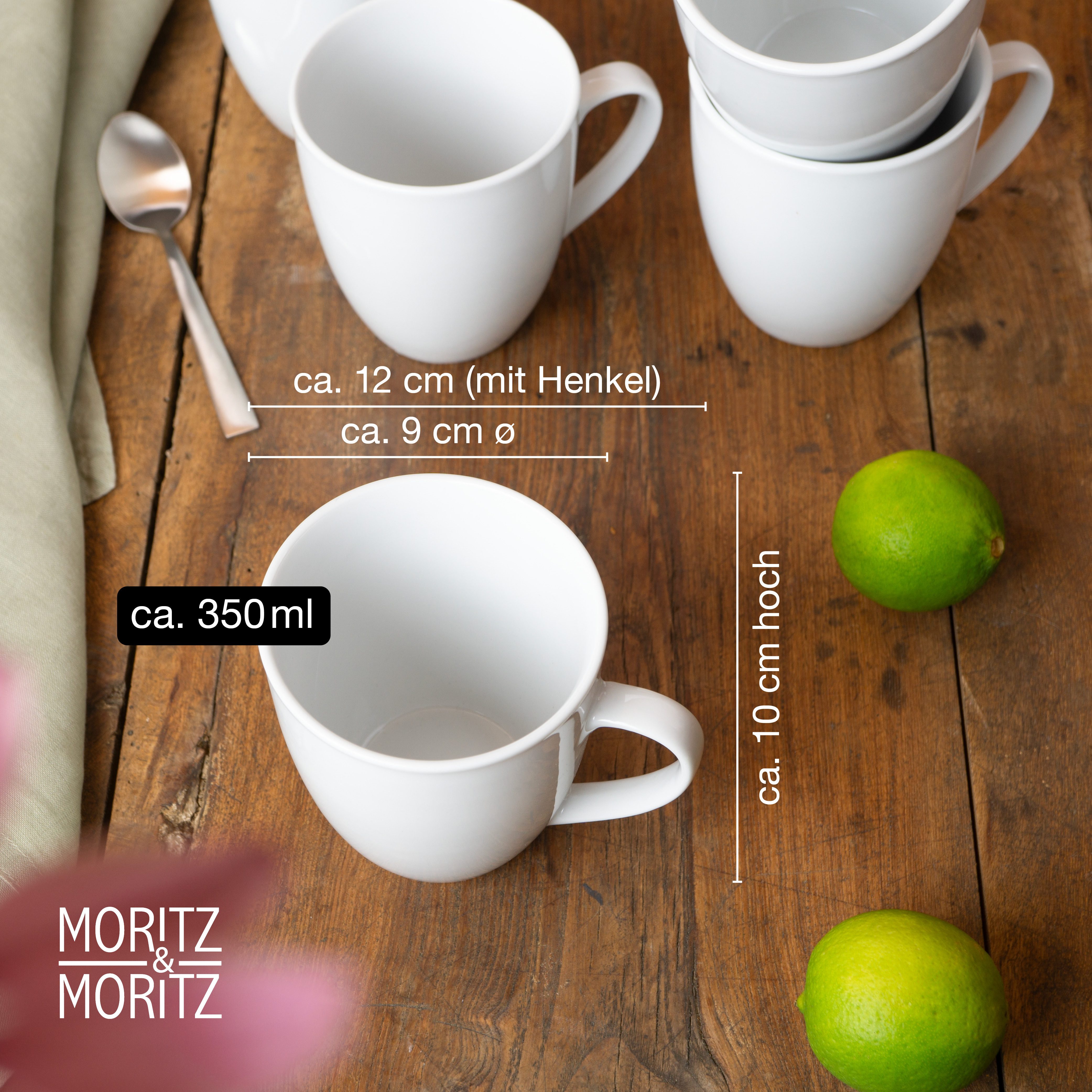 Moritz & Moritz Tafelservice BASIC Porzellan Geschirrset für 12 Personen mit Tassen (48-tlg), 12 Personen, Kombiservice mit 12 Tassen – Bild 3 von 5