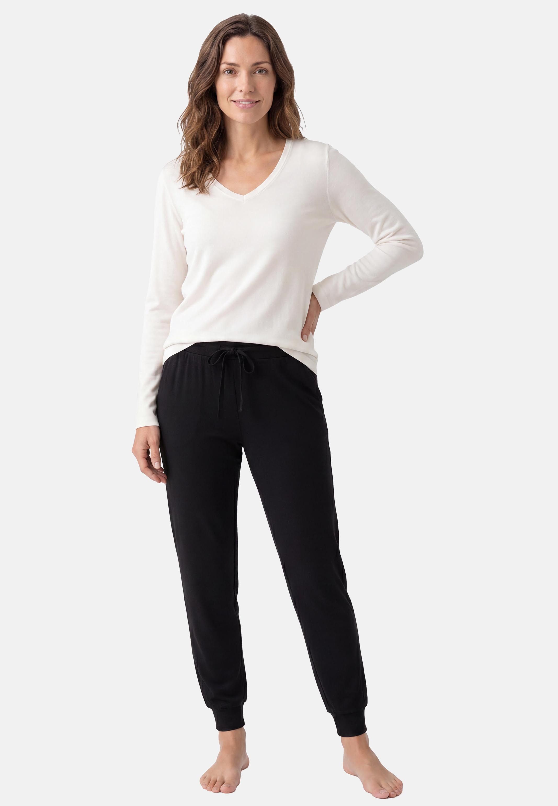 Schiesser Pyjama Mix & Relax (Set, 2 tlg) Schlafanzug - Atmungsaktiv - Set aus Langarm-Shirt und langer Hose
