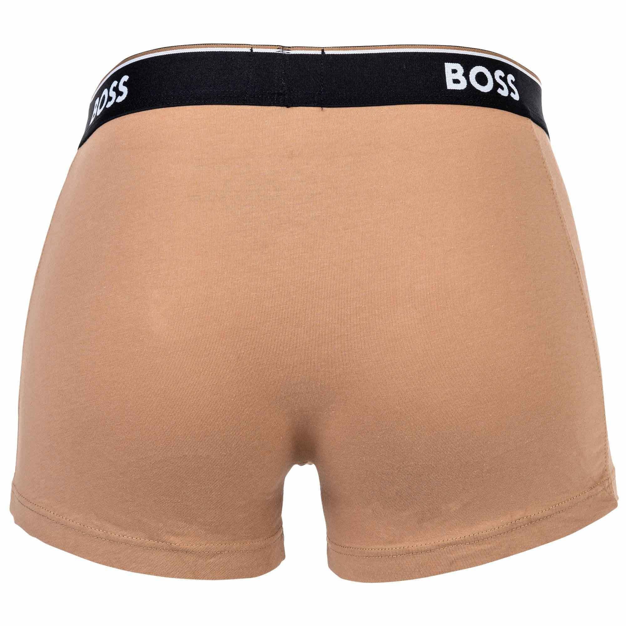 BOSS Herren - Power, Boxer Schwarz/Braun/Weiß Boxershorts Pack 3P Trunks, 3er