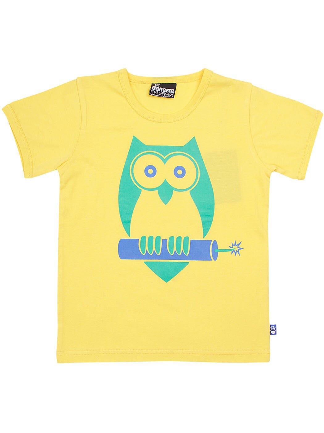Danefae T-Shirt Danefae Kinder T-Shirt – Eulen Print – Gelb