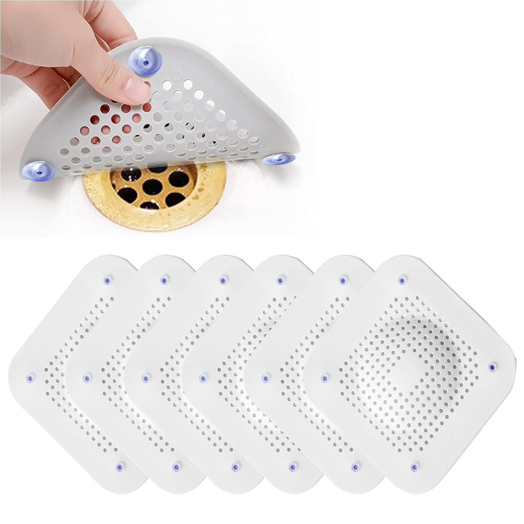 Mutig Waschbeckenstöpsel 6 Stück Abflusssieb Silikon,Abfluss Haarfänger mit Saugnäpfen, (6 Stück Haarsieb Dusche, praktische Silikonsiebe für Abflüsse, Abfluss-Sieb Sink Strainer für Küche, Badewanne, Badezimmer, Dusche), Jeder Filter hat 4 Saugnapfböden, kann stabil haften