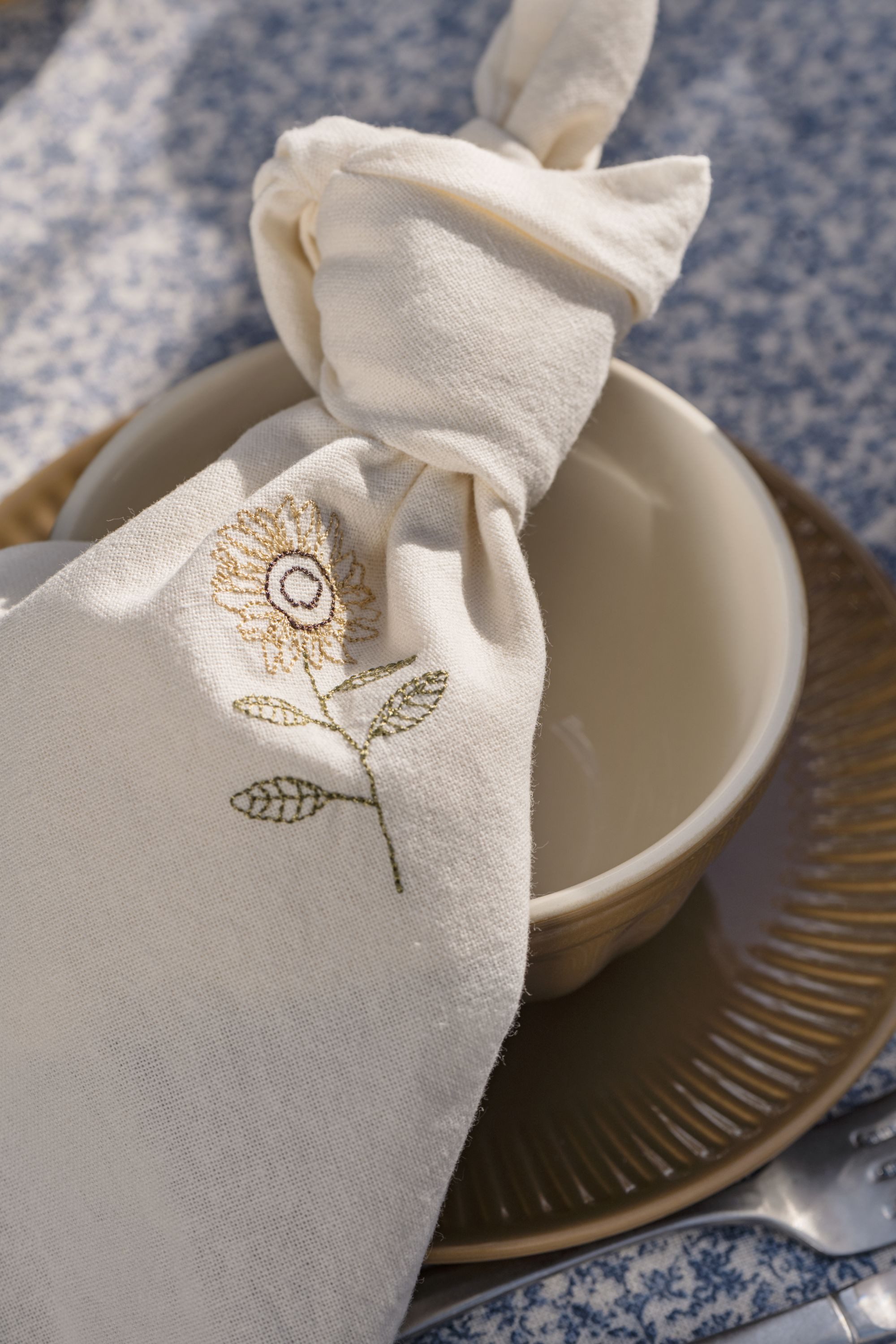 Ib Laursen Stoffserviette Ib Laursen - Servietten Stoffservietten 40x40cm Beige Sonnenblume