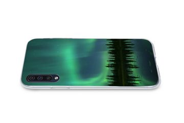 MuchoWow Handyhülle Nordlicht - Bäume - Wasser - Alaska, Handyhülle Samsung Galaxy A50, Smartphone-Bumper, Print, Handy