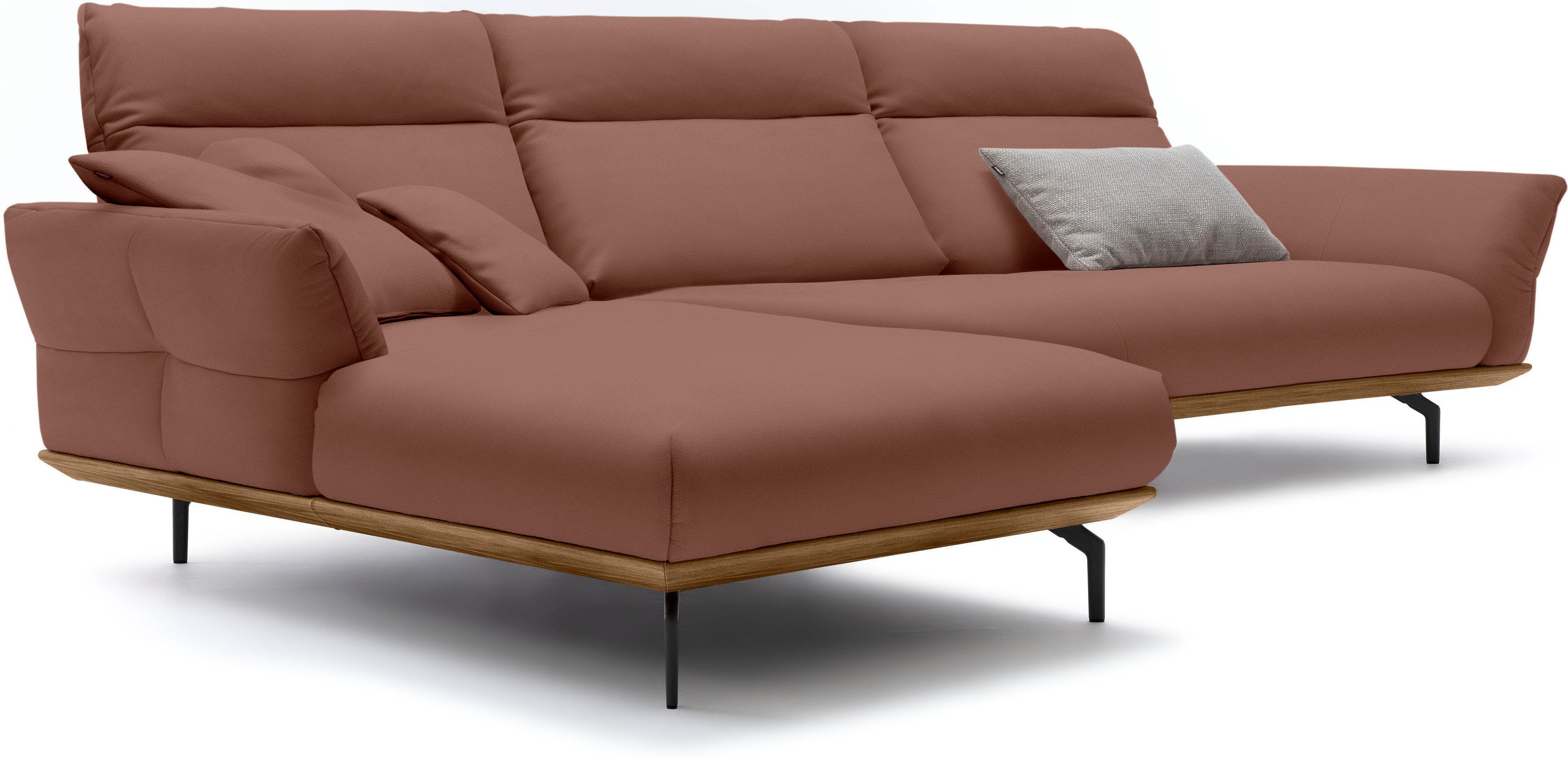 hülsta sofa Ecksofa hs.460, 338 Winkelfüße Sockel Nussbaum, Breite Umbragrau, cm in in