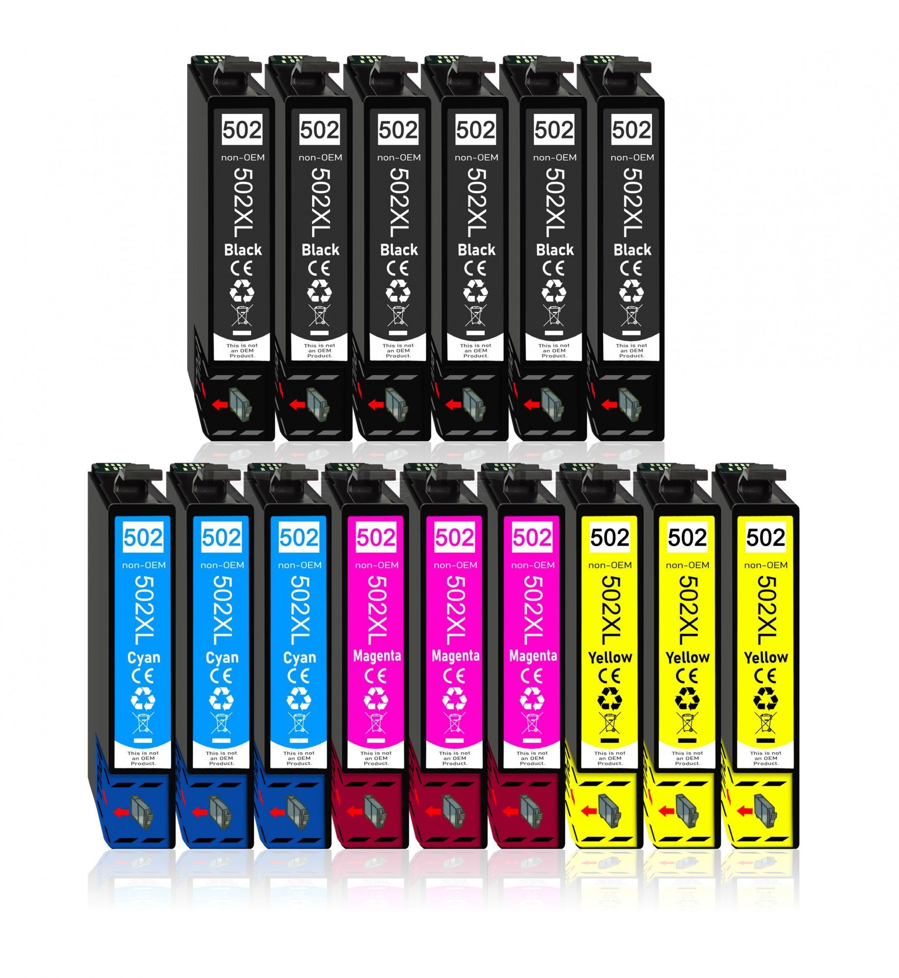Druckerparadies 15er Pack Druckerpatronen 502 502XL kompatibel mit Epson WF-2865 Tintenpatrone (15-tlg)