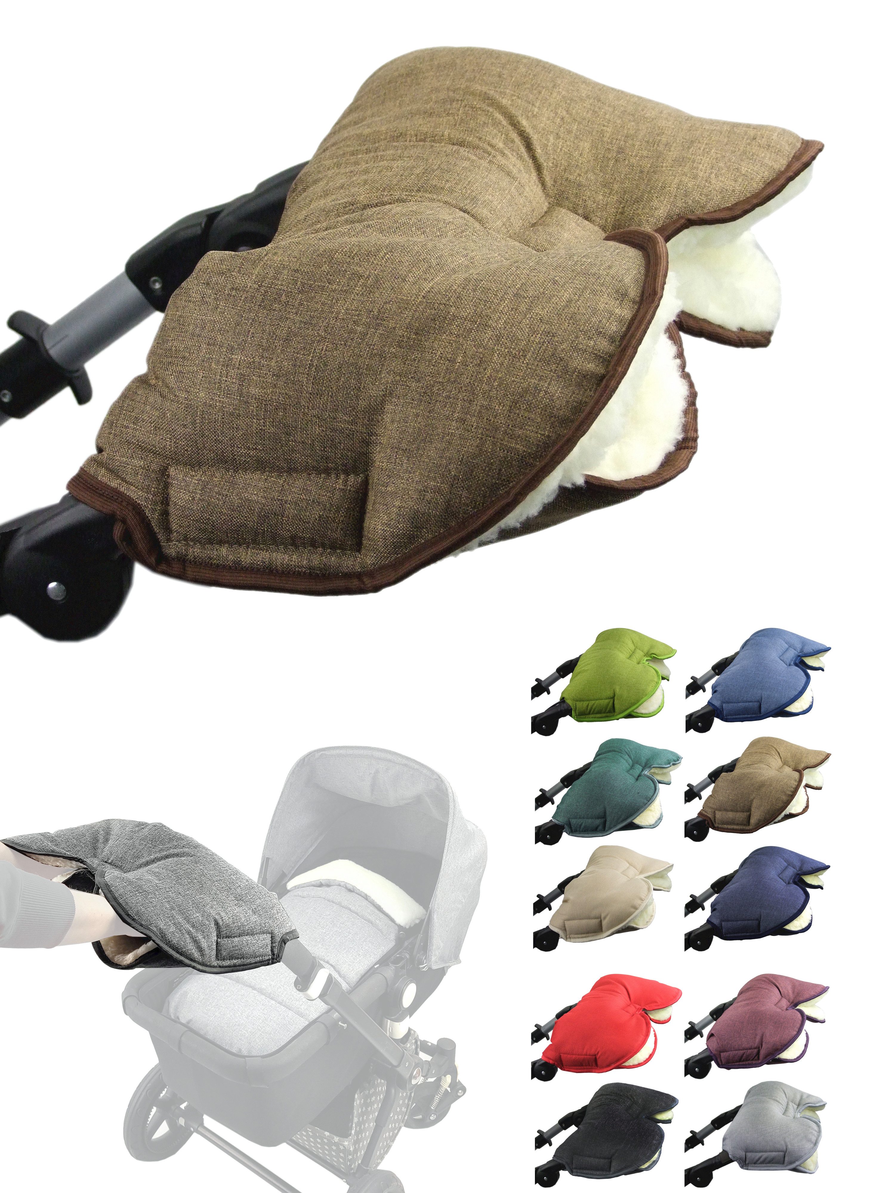 BambiniWelt by Rafael K. Kinderwagen-Handwärmer Handschuhe Muff Handwärmer Handmuff für Kinderwagen MELIERT Wolle, Universalgröße