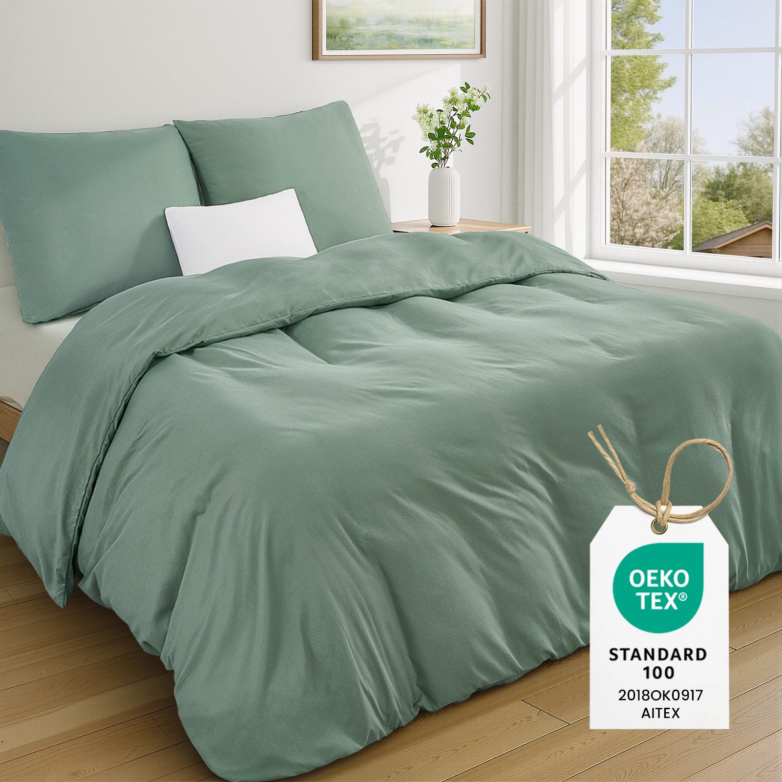 Topfinel Bettwäsche 135 x 200 4 teilig Leicht flanell mit reißverschluss kühlend bügelfrei, 90g/m² Flanell und Mikrofaser, 2 teilig, bettwäsche 135 x 200 sale einfarbig frühling sommer herbst winter