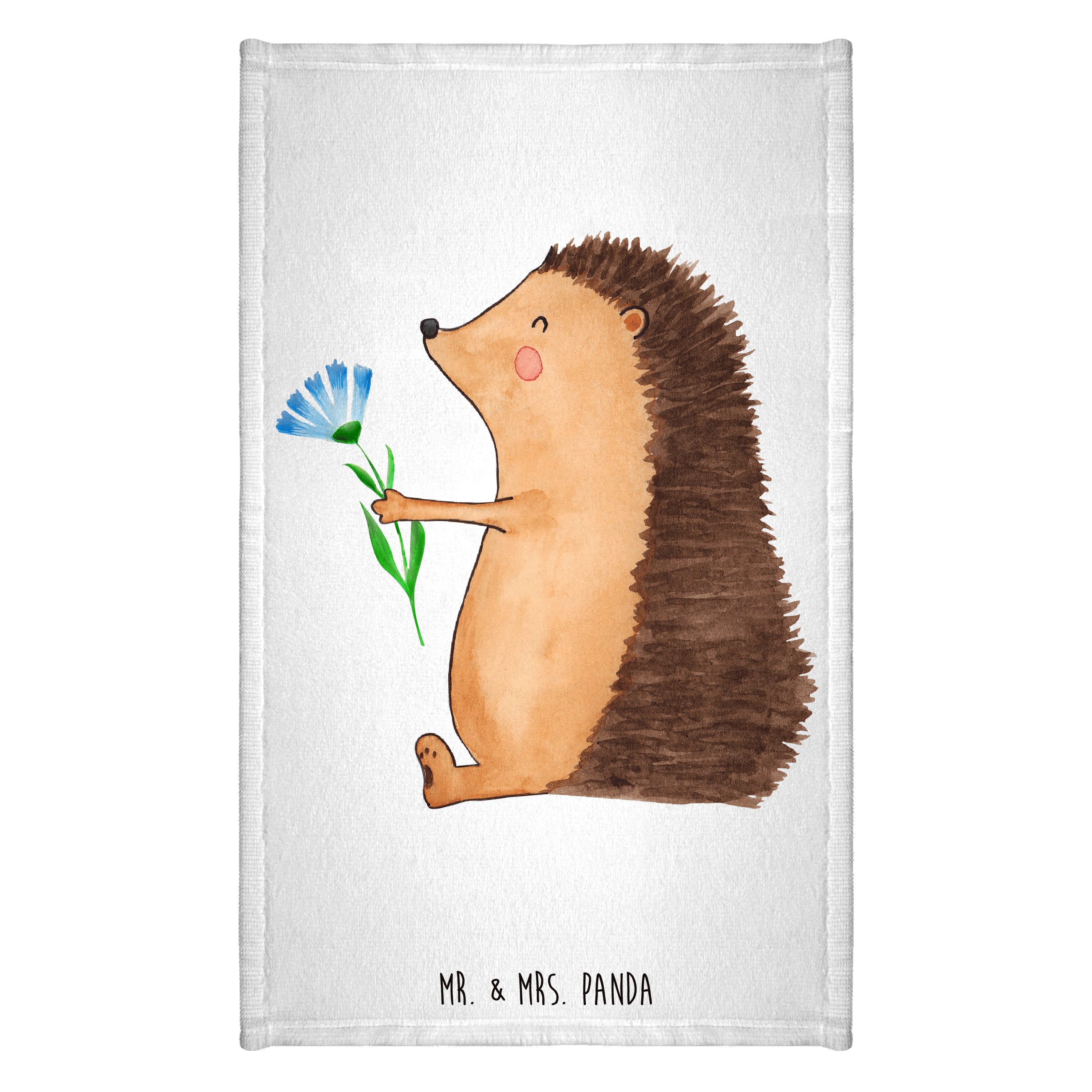 Handtuch Igel Blumen - Weiß - Geschenk, Krankenhaus, Gute Laune, Gästetuch, Ki