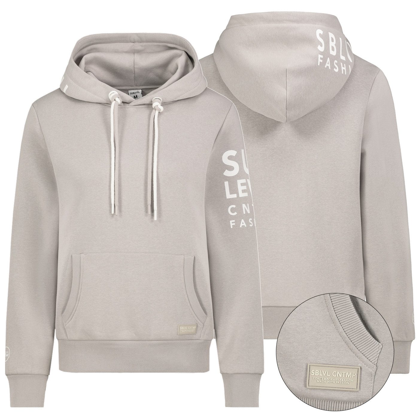 SUBLEVEL Hoodie mit Kängurutasche und Logo-Print (1-tlg) Sweat Hoodie