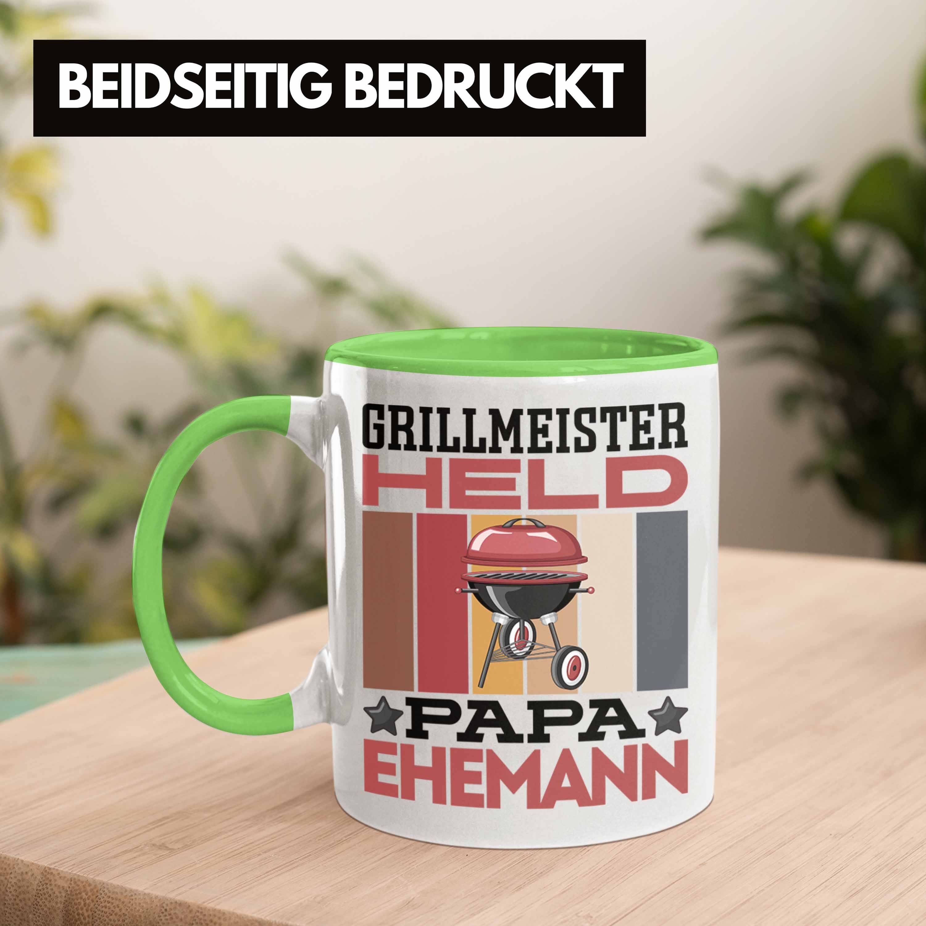 Trendation Tasse Papa Tasse Geschenk Held Geschenkidee Ehemann" Papa "Grillmeister Vate Grün