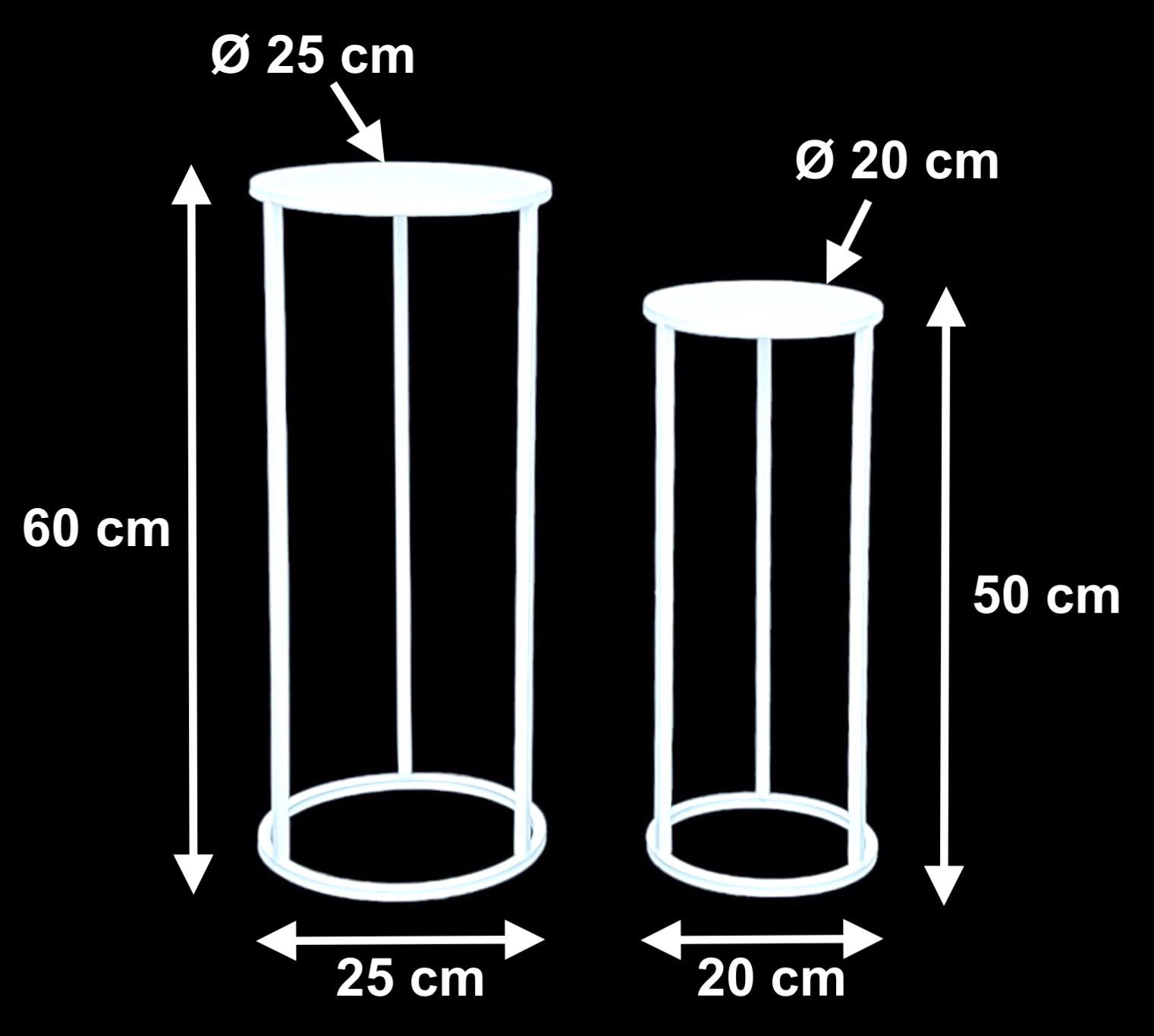 (2er Rund Blumenhocker Metall 96483 DanDiBo Weiß Set 2er Blumenhocker Set) Beistelltisch DanDiBo