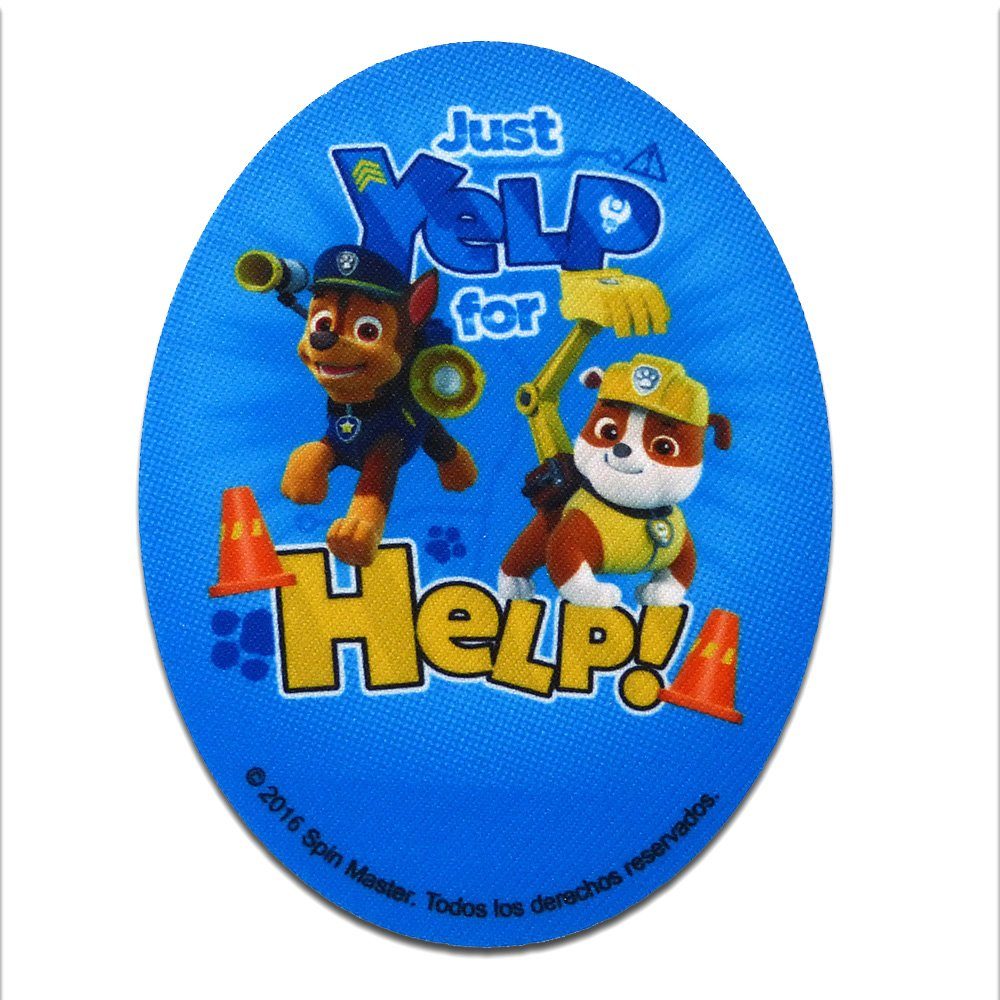 PAW PATROL Aufnäher Bügelbild, Aufbügler, Applikationen, Patches, Flicken, zum aufbügeln, Polyester, Paw Patrol JUST YELP FOR HELP - Größe: 11 x 8 cm