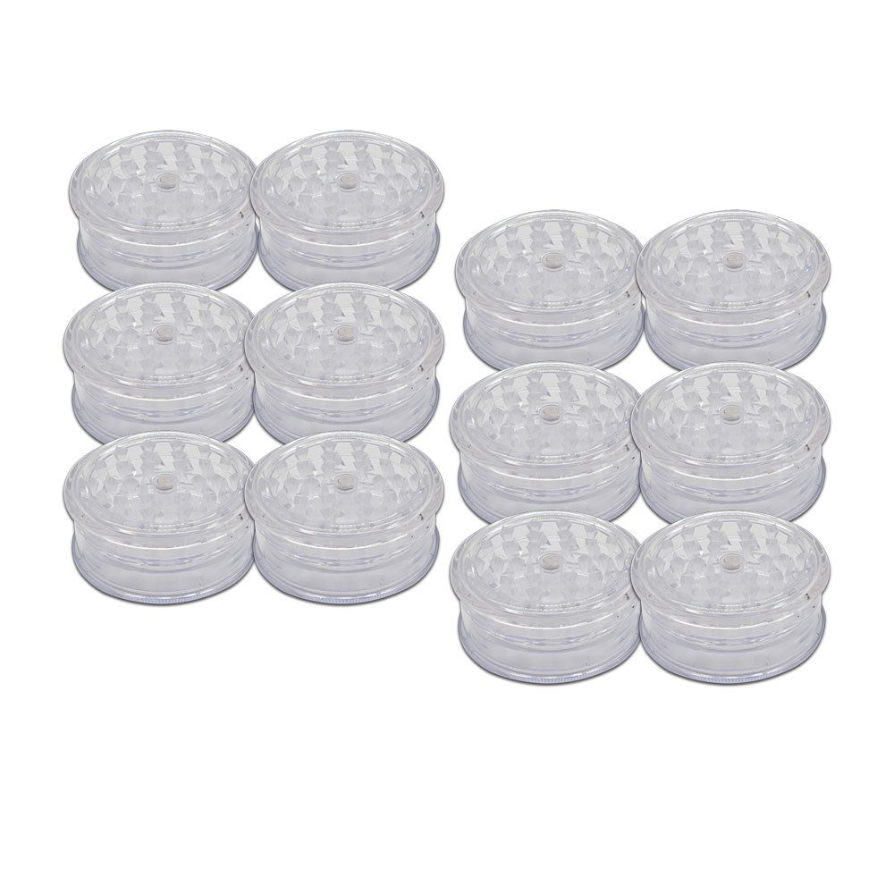 Coumo Kräutermühle Grinder Crusher Transparent, ⌀ 6 cm, Sehr leicht, Gewürz Mühle, (12 Stück)