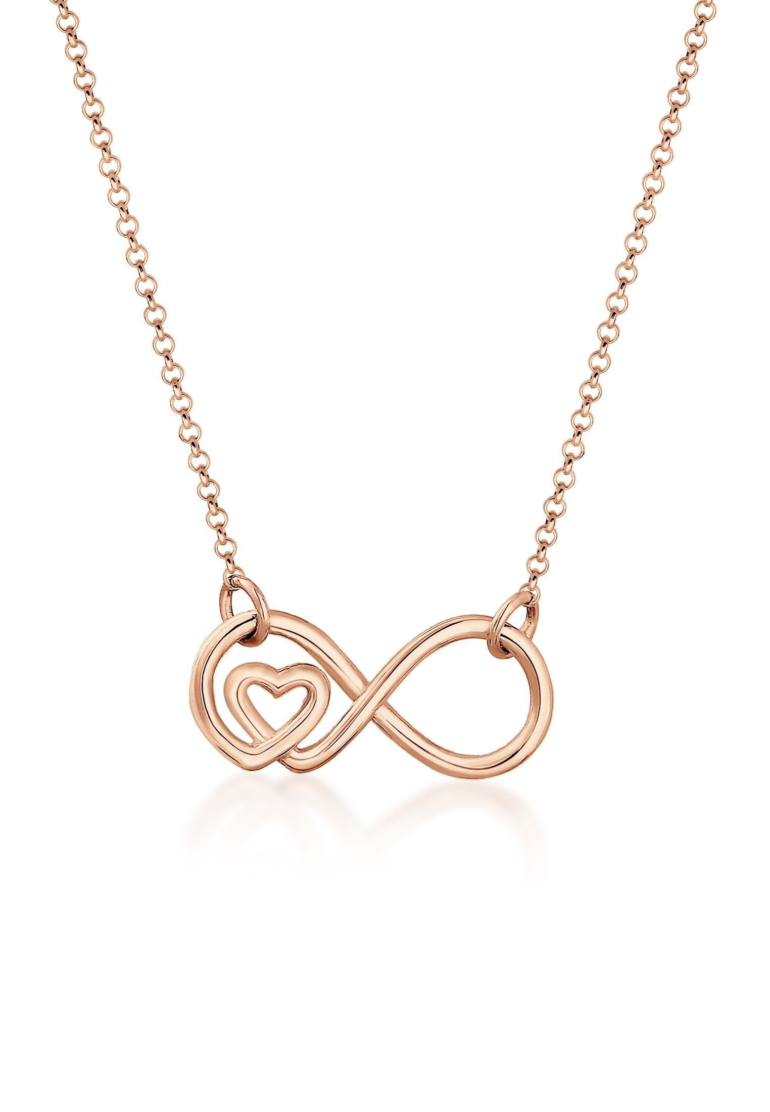 Elli Kette mit Anhänger Herz 925er Rosegold Unendlichkeit Silber Liebe Infinity