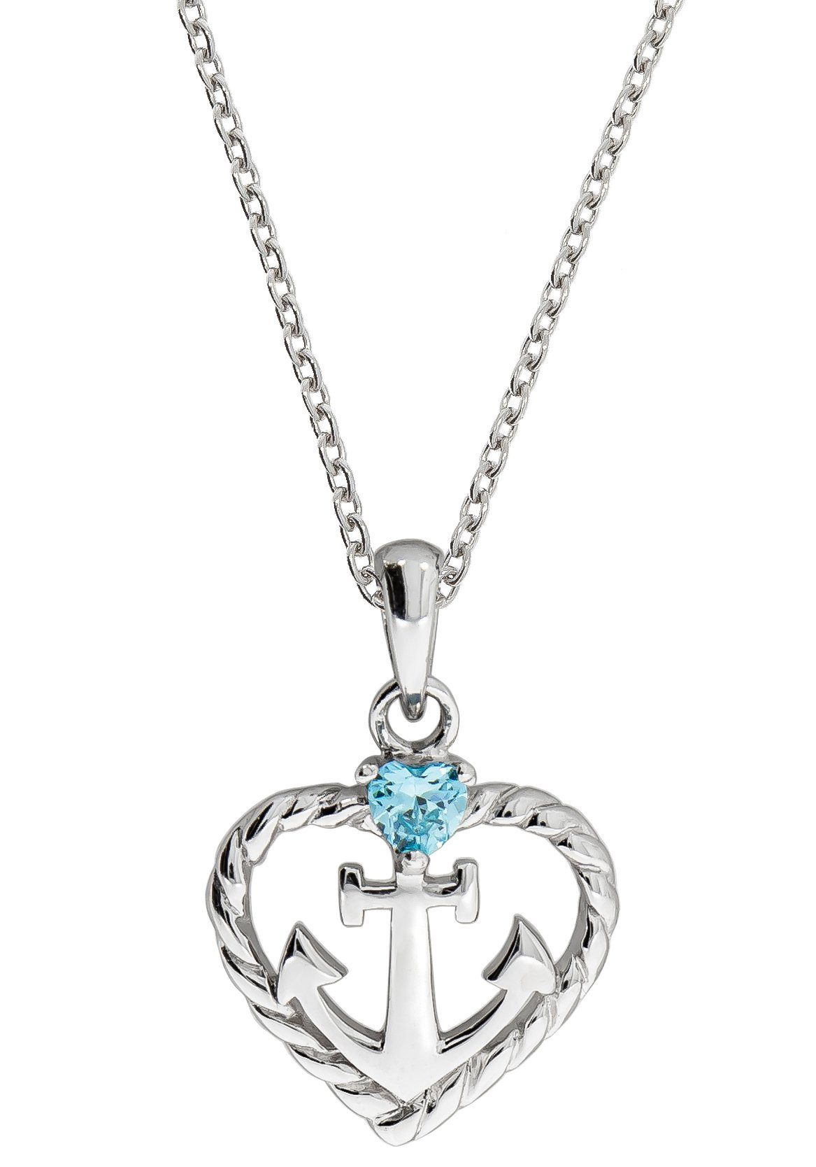 Kette mit Anhänger Schmuck Geschenk Silber 925 Halsschmuck Halskette Ankerkette Herz