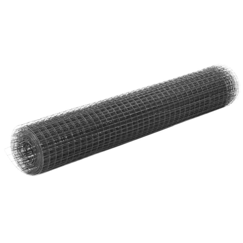 Gartenzaun Drahtzaun Stahl mit PVC-Beschichtung 10x1 m Grau
