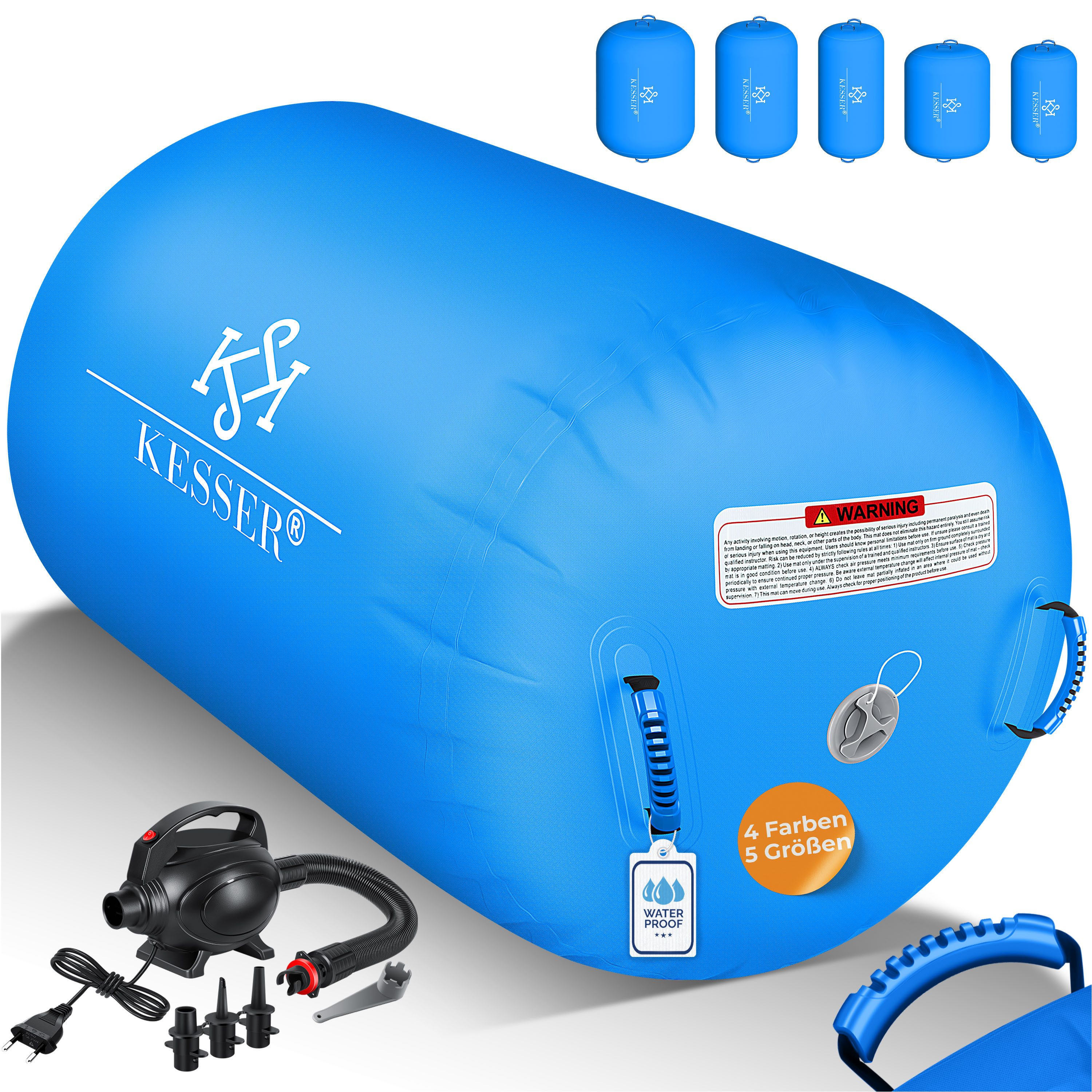 KESSER Gymnastikmatte, Aufblasbare Air Roll Airtrack, Gymnastik-Rolle inkl. Tragetasche