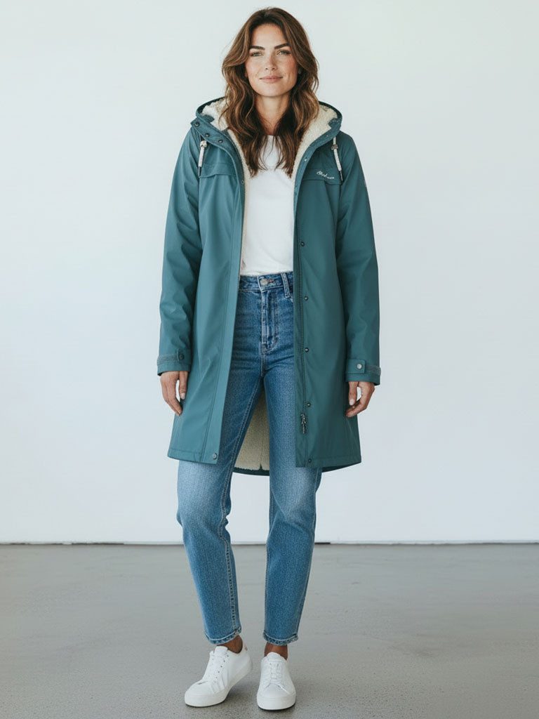 Regenmantel Oslo Damen PU-Mantel Teddy-Fleece-Futter - Regenjacke Outdoor-Jacke