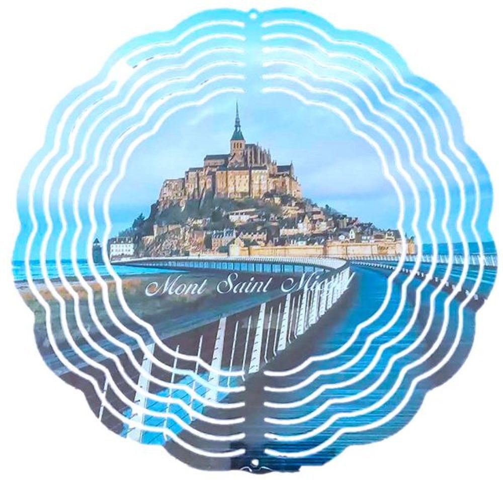 Ladreas Windspiel Edelstahl 3D Windspiel Windspinner 20cm Mont Saint Michel WI113