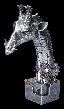 Figuren Shop GmbH Dekofigur Steampunk Dekofigur - Silberfarbene Giraffe - Fantasy Dekoration Tierfigur