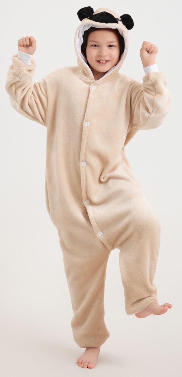 Corimori Jumpsuit Kinder Kostüm Jumpsuit Onesie verschiedene Designs (1-tlg) Fasching, Karneval, Tierkostüme Hund, Mops 98-104 Bulldogge süß