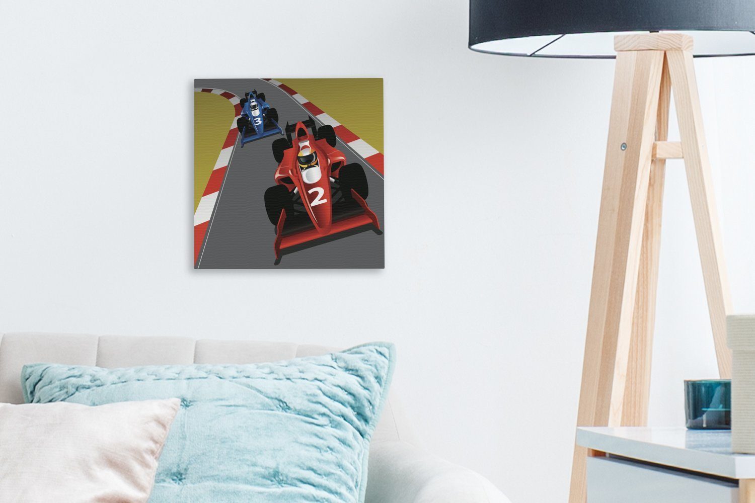 Leinwandbild von St), Rennstrecke, Illustration Leinwand Wohnzimmer auf für einer Rennwagen OneMillionCanvasses® (1 zwei Bilder Schlafzimmer