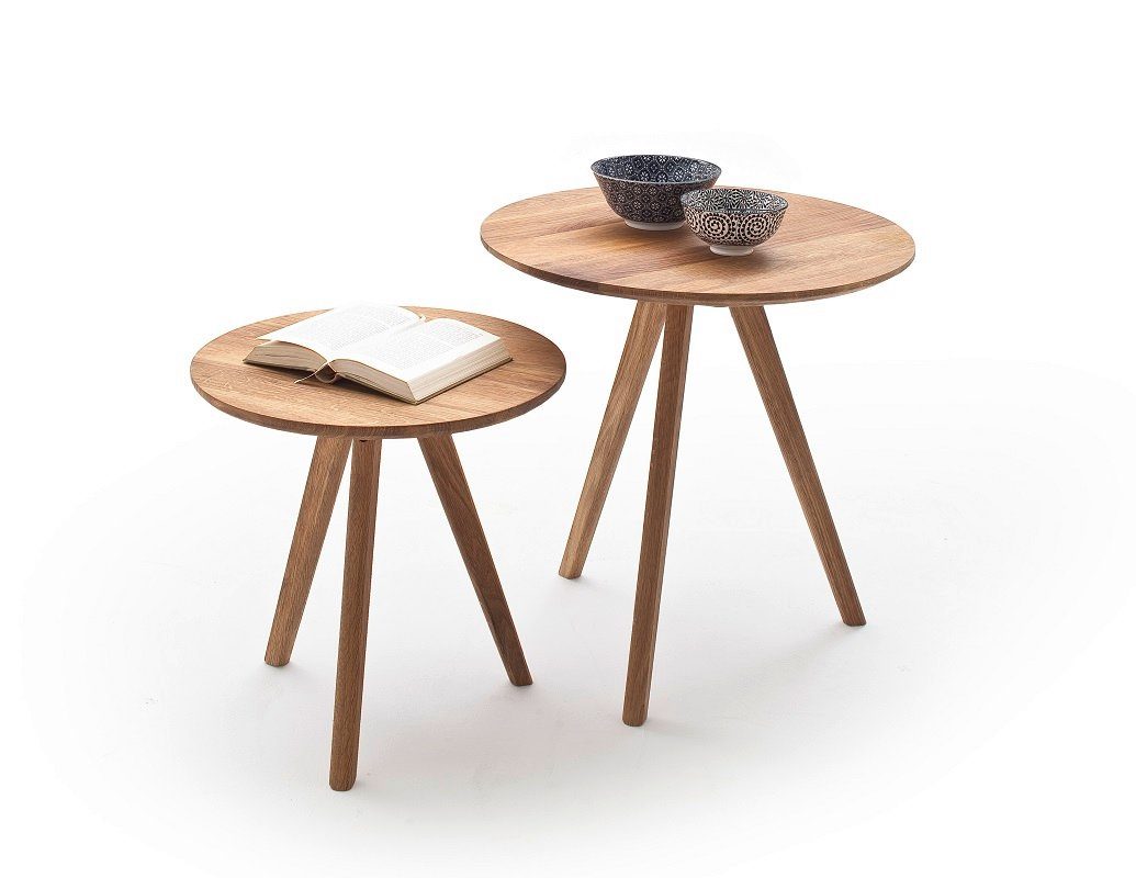 MCA furniture Couchtisch Couchtisch Set Genny 2-teilig, Asteiche massiv, Ø50/Ø45, Eichefarbe (Set), 2-teiliges Set
