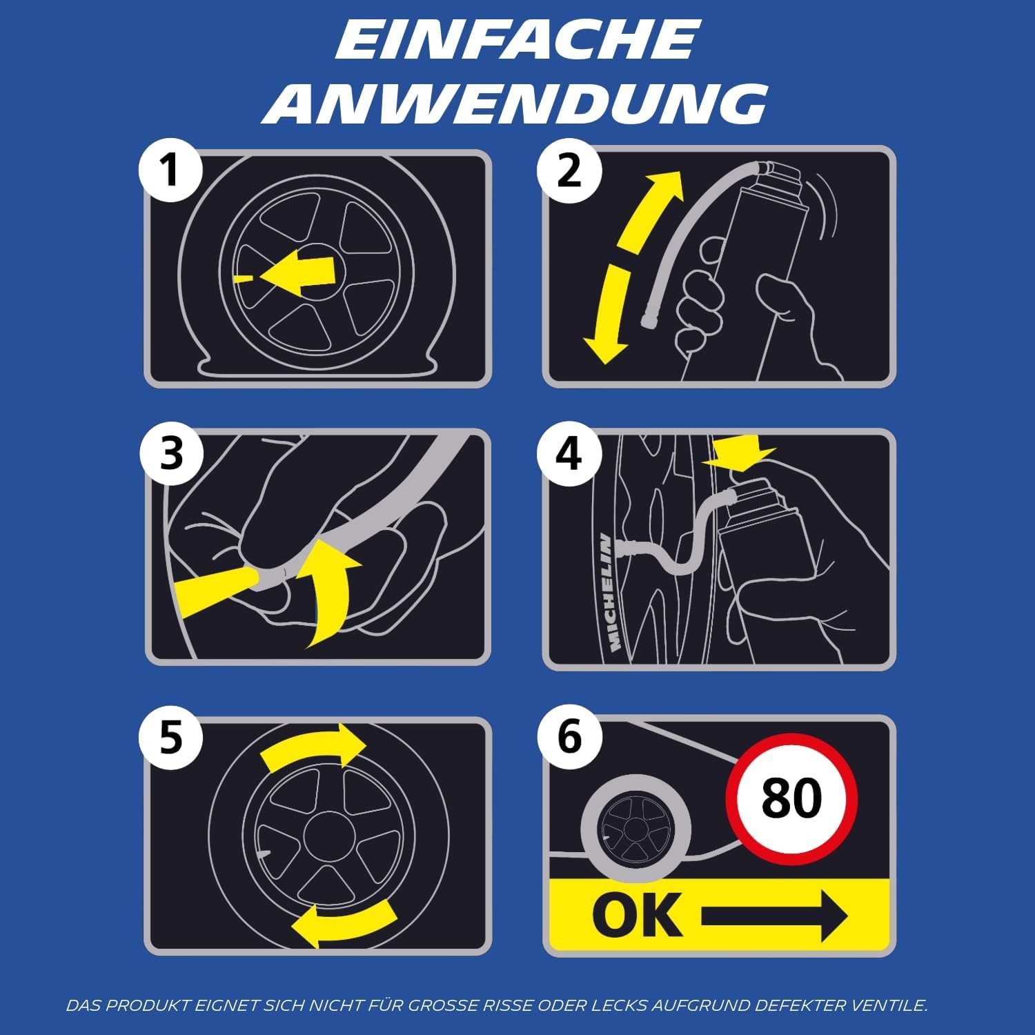 Michelin Tire Pressure Monitoring System Tire Puncture Spray Can 500 ml for Passenger Cars up to 245 mm